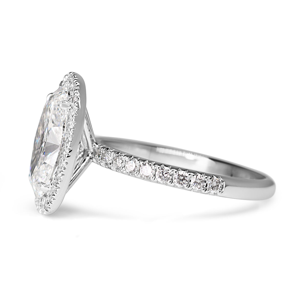 14ct White Gold 3.00ct Lab Grown Oval Diamond Halo Ring