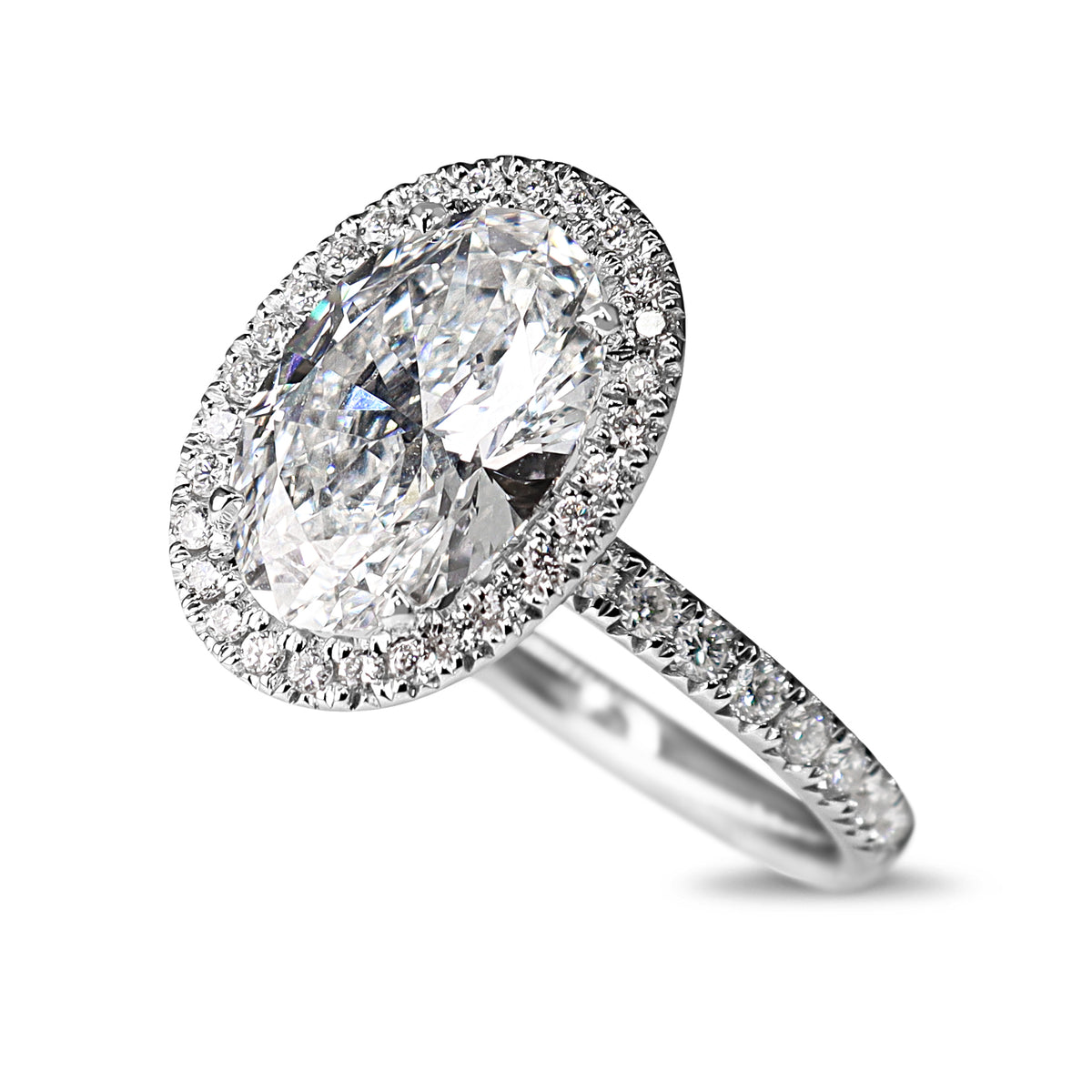 14ct White Gold 3.00ct Lab Grown Oval Diamond Halo Ring
