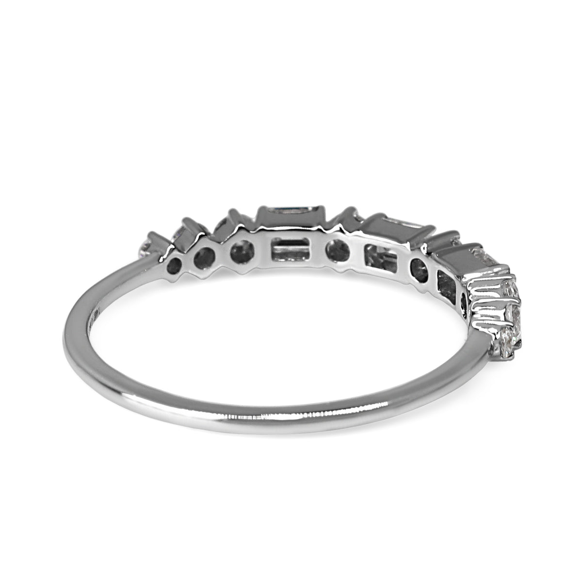 14ct White Gold Lab Grown Baguette and Brilliant Cut Diamond Band Ring