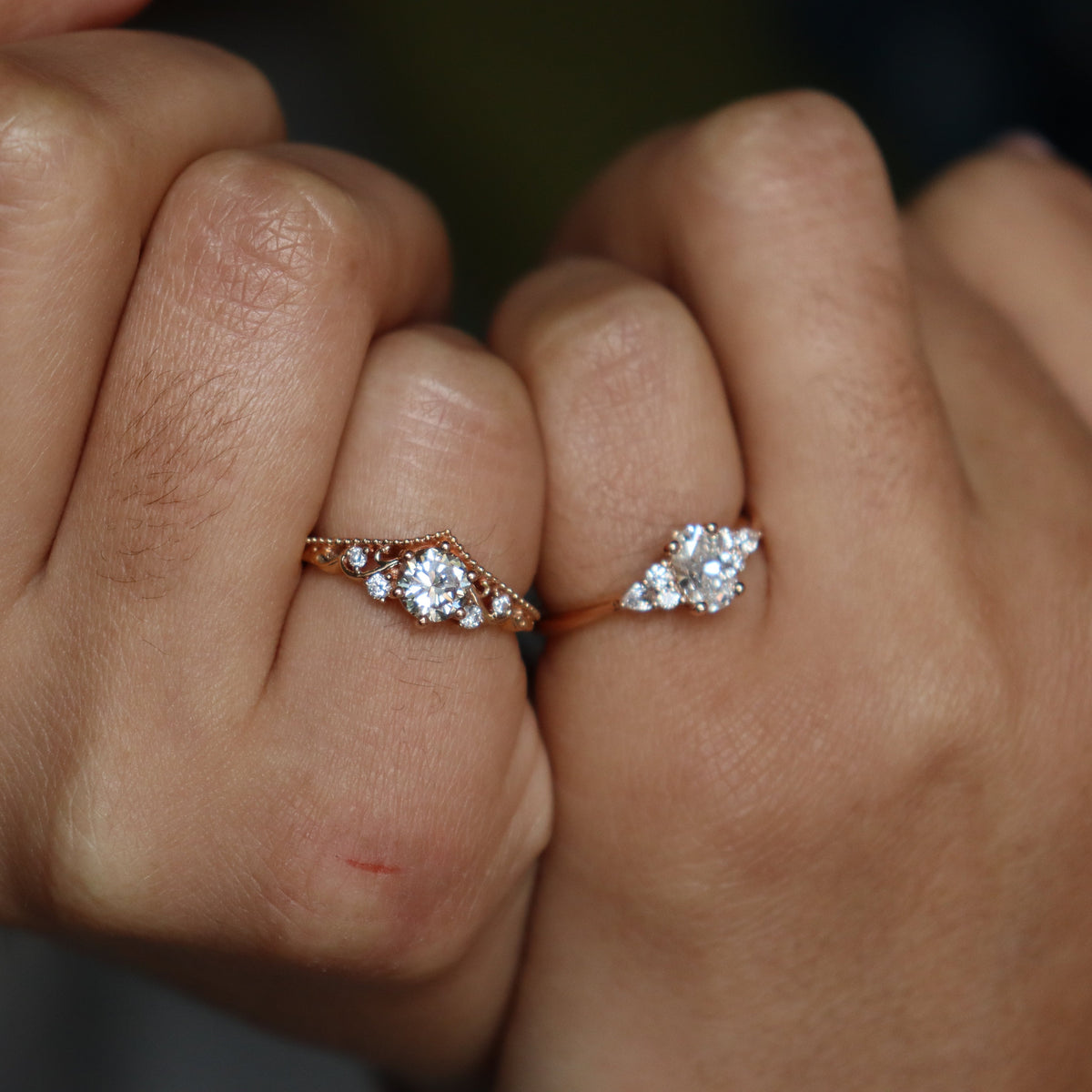 18ct Rose Gold Tiara Style Diamond Ring