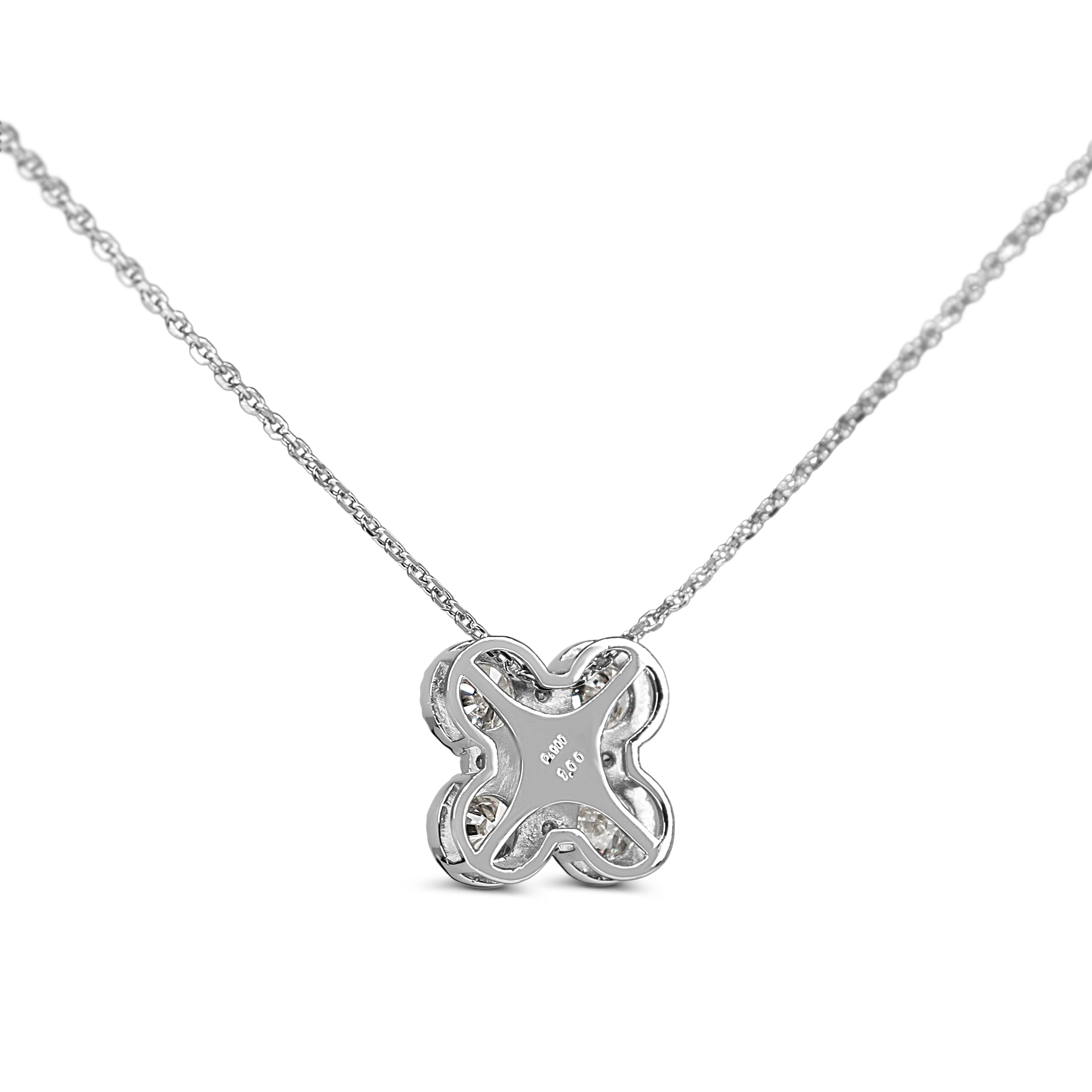 Platinum Diamond Clover Style Necklace