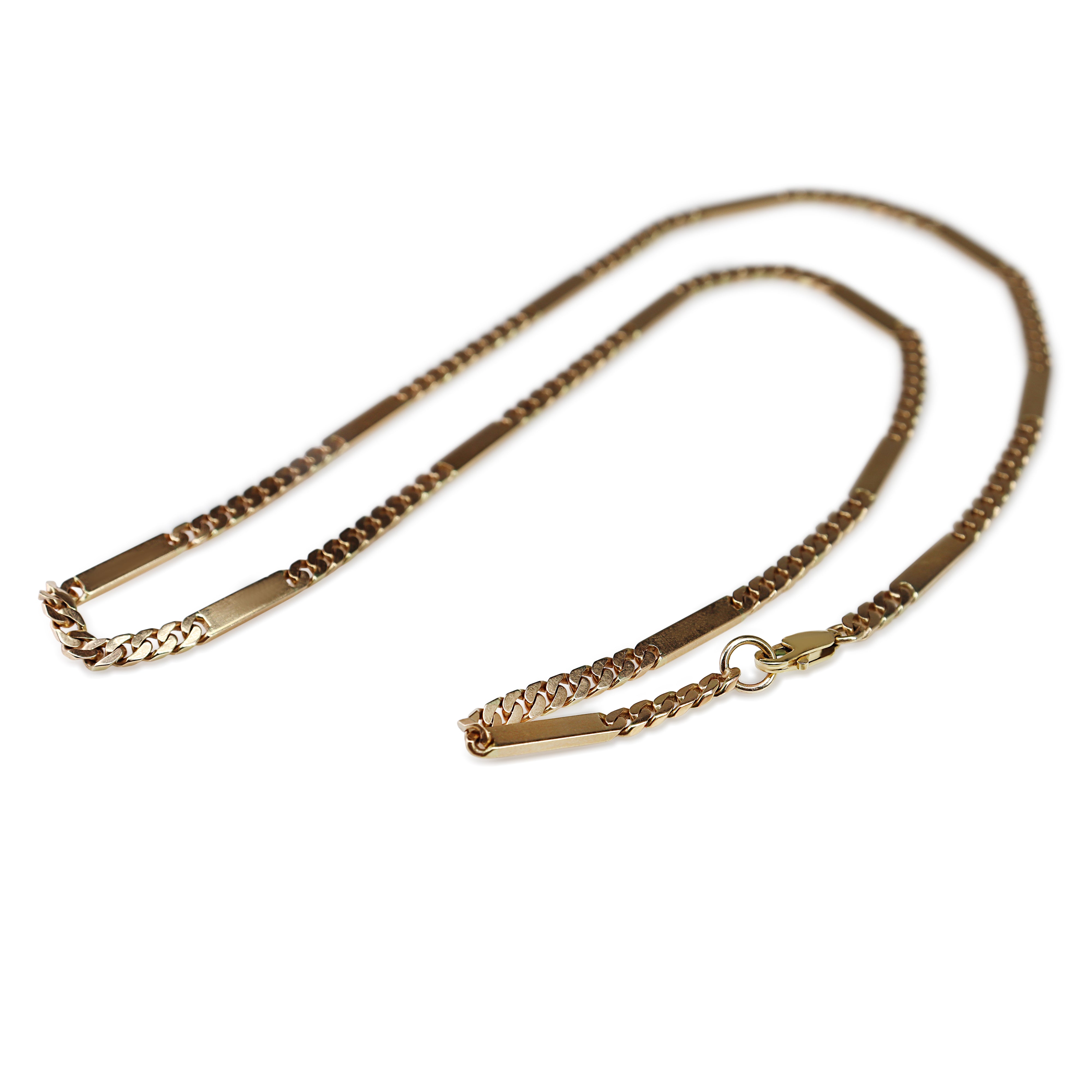 9ct Yellow Gold Flat Link Curb Link Chain Necklace
