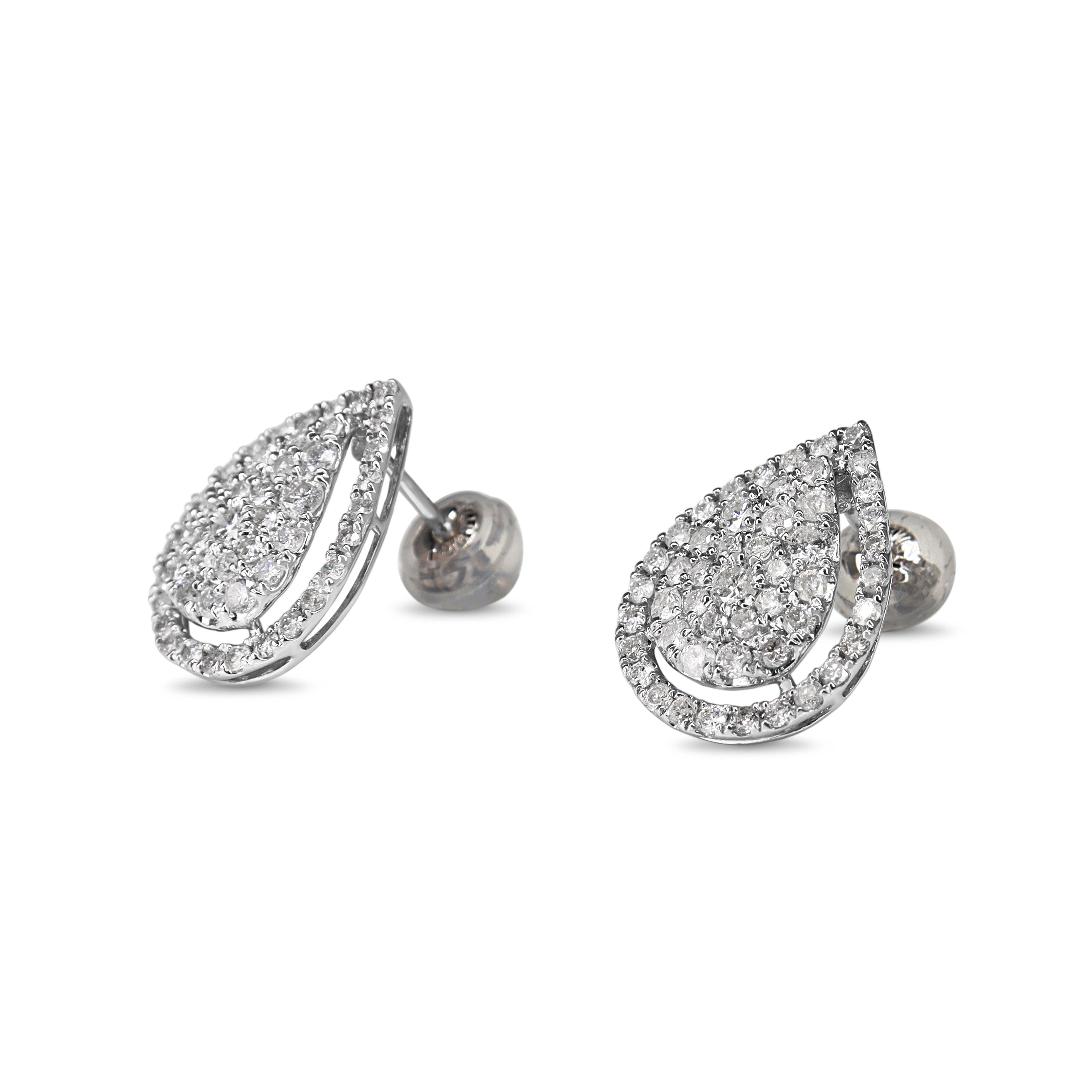 18ct White Gold Pear Shaped Diamond Cluster Earrings