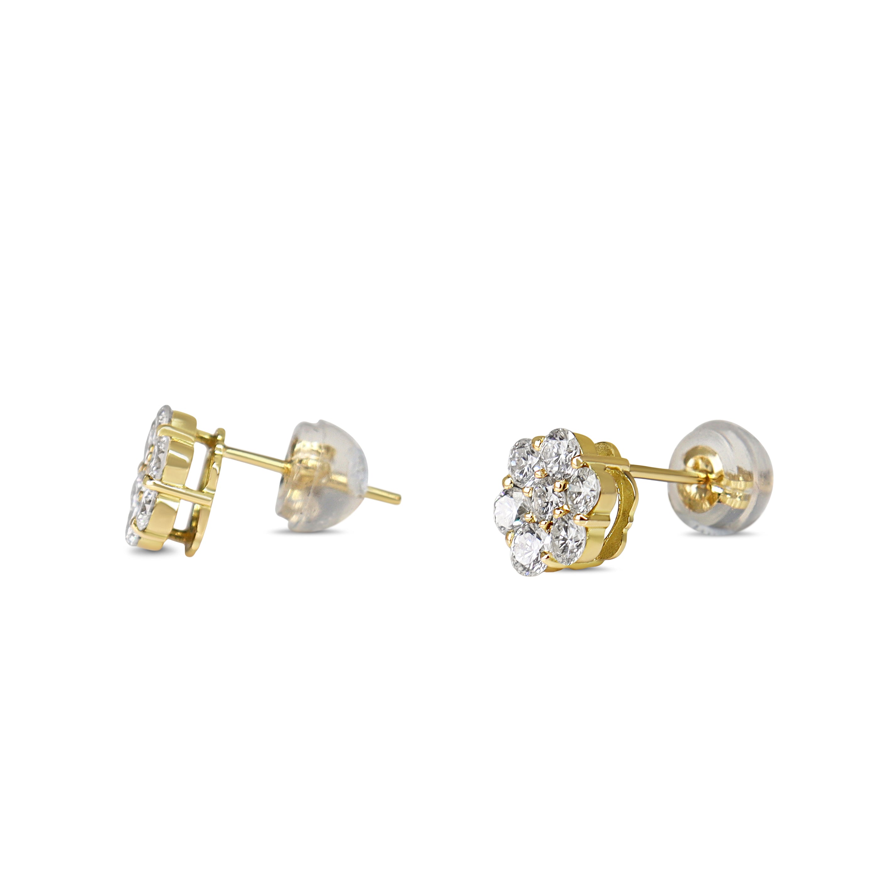 18ct Yellow Gold Diamond Cluster Stud Earrings