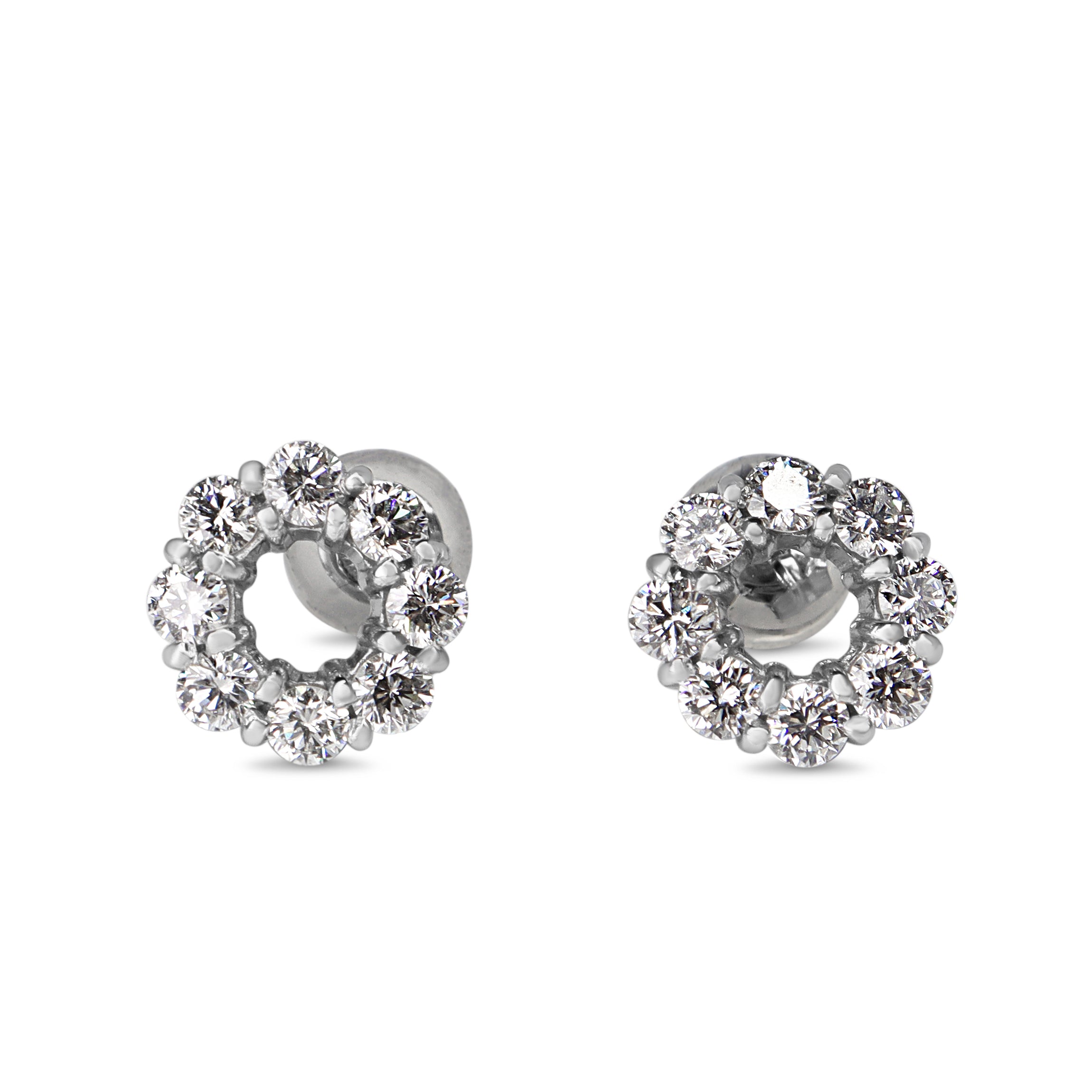 Platinum Circle Diamond Stud Earrings