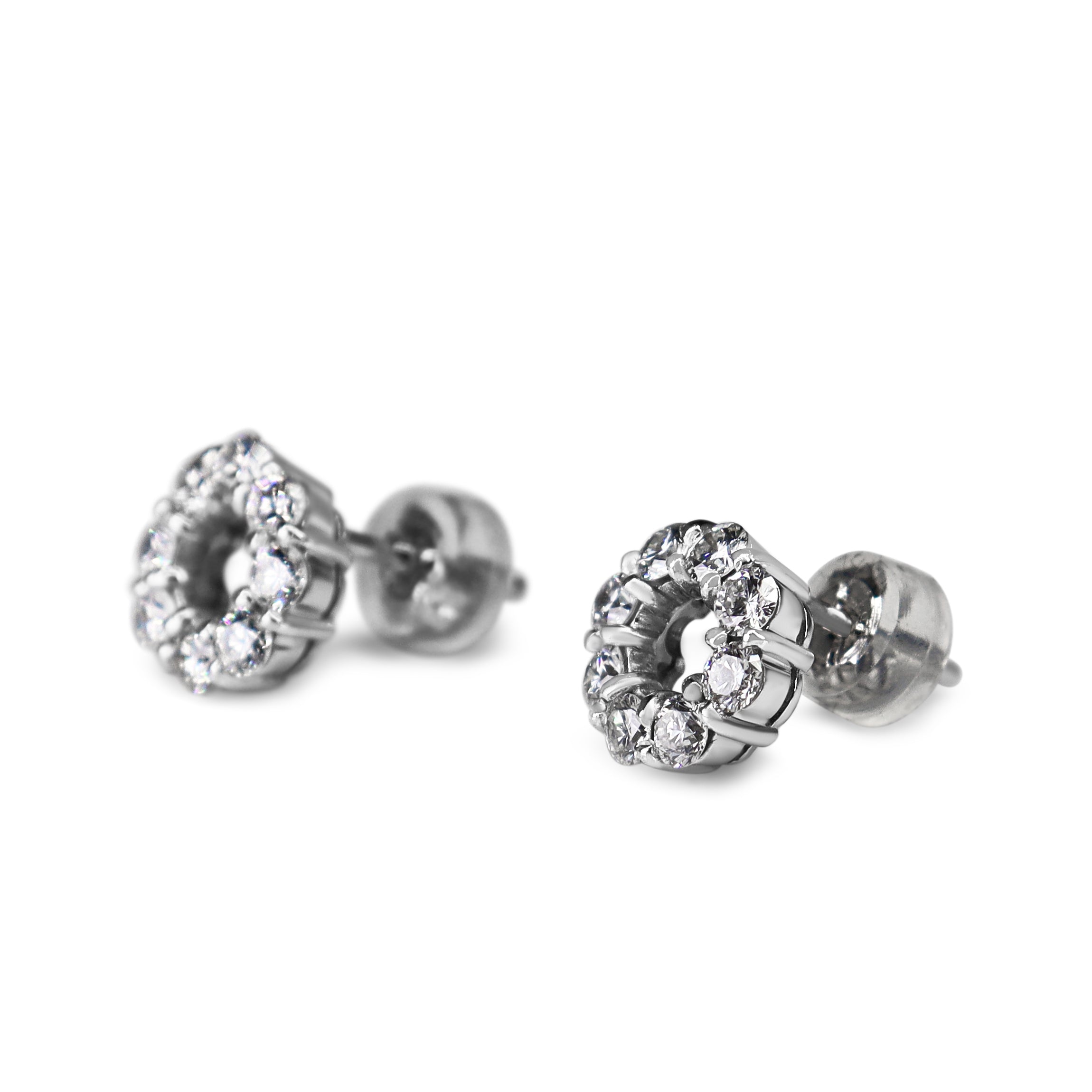 Platinum Circle Diamond Stud Earrings