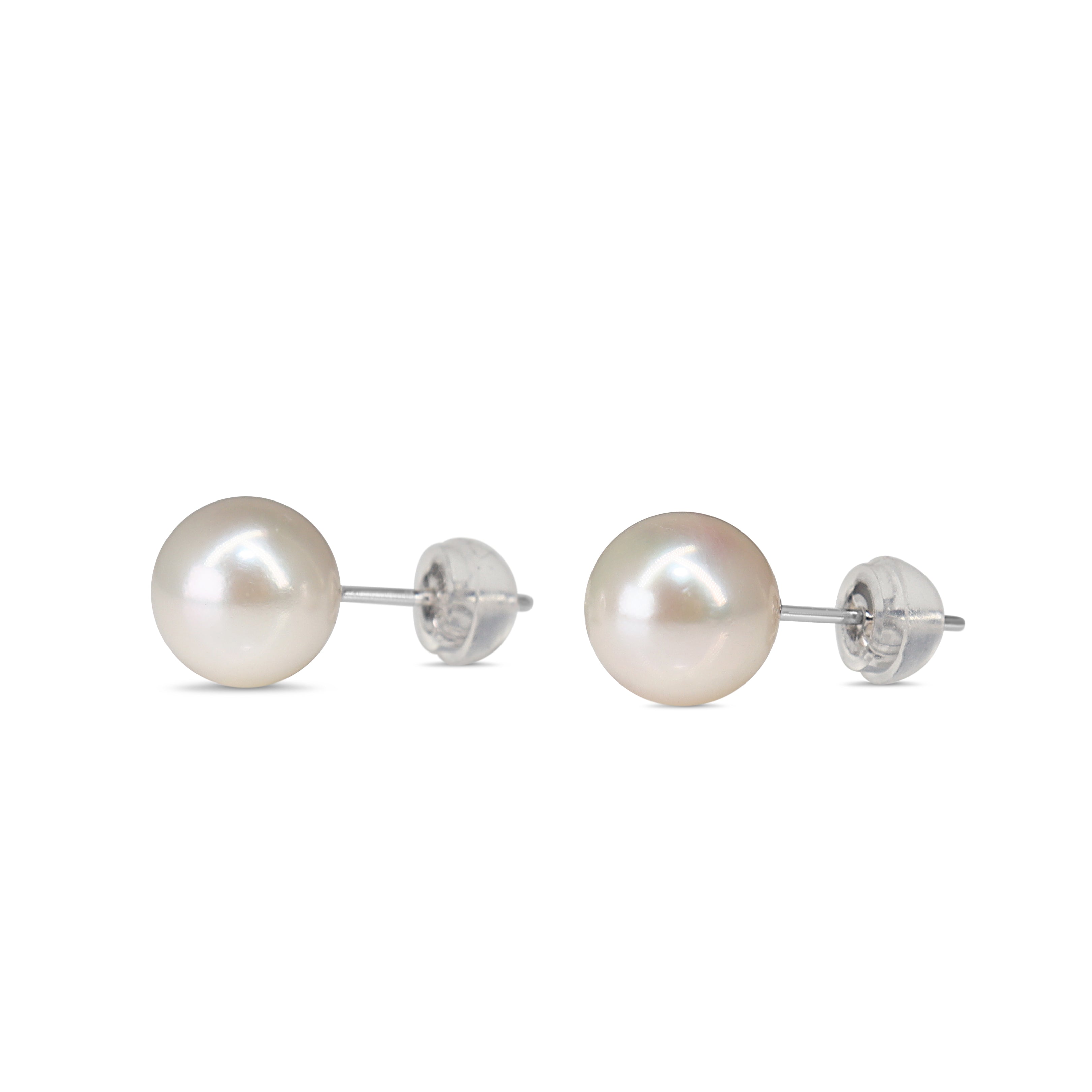 14ct White Gold 8mm Akoya Pearl Stud Earrings