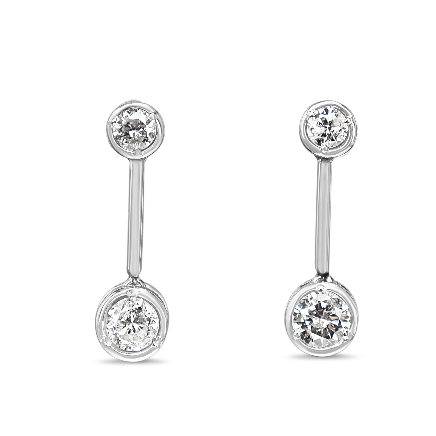 Platinum Bezel Diamond Drop Earrings
