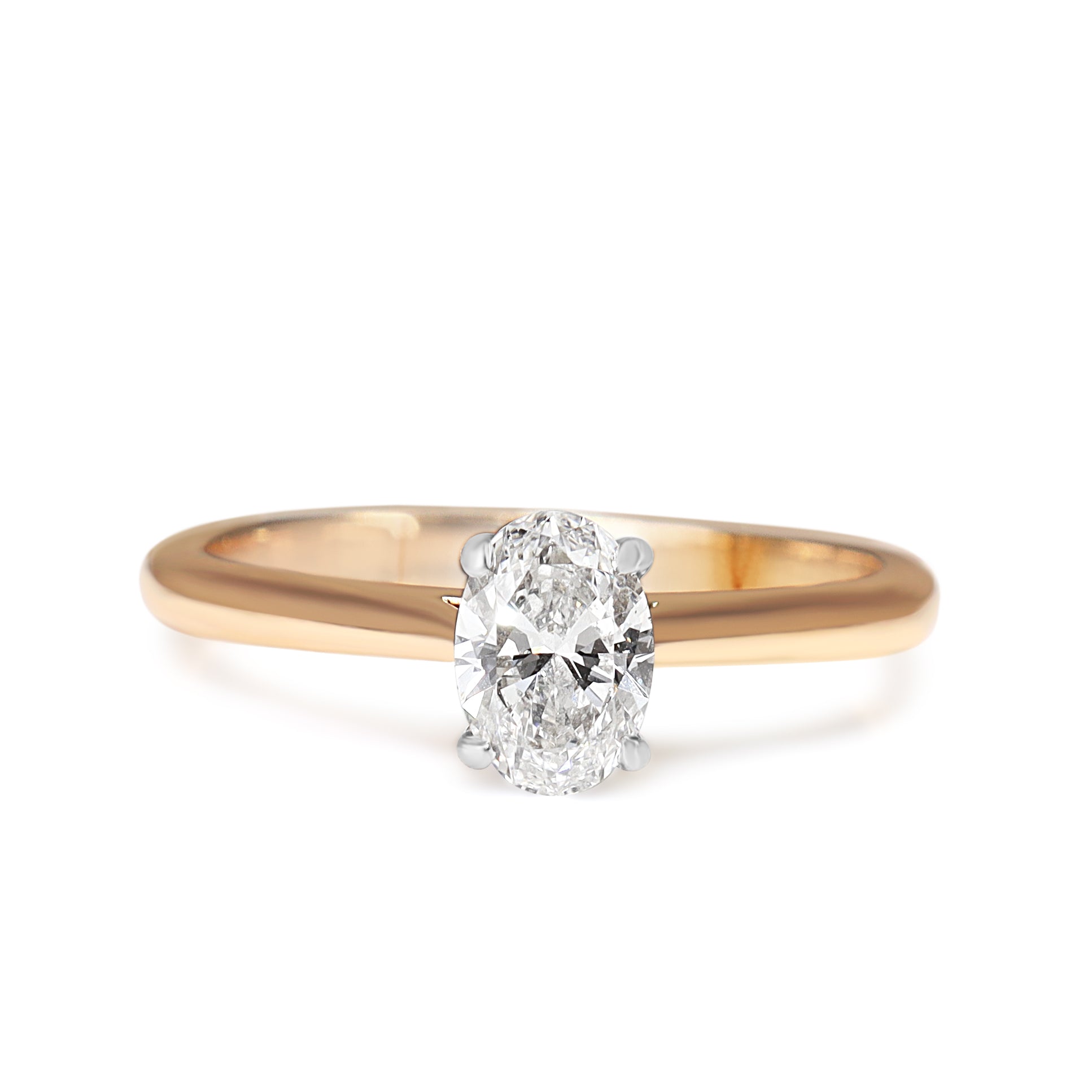 18ct Rose and White Gold Oval Solitaire Ring