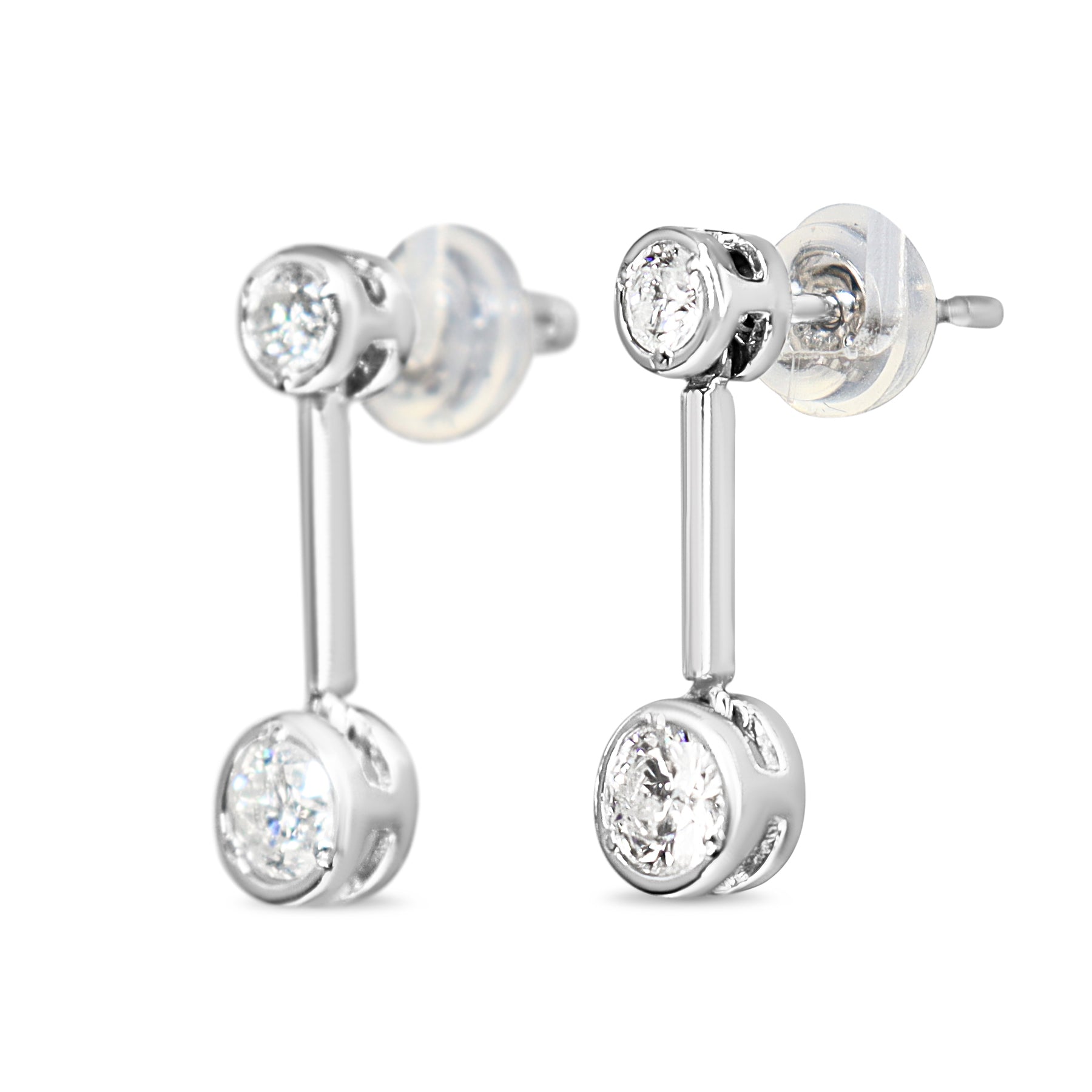 Platinum Bezel Diamond Drop Earrings