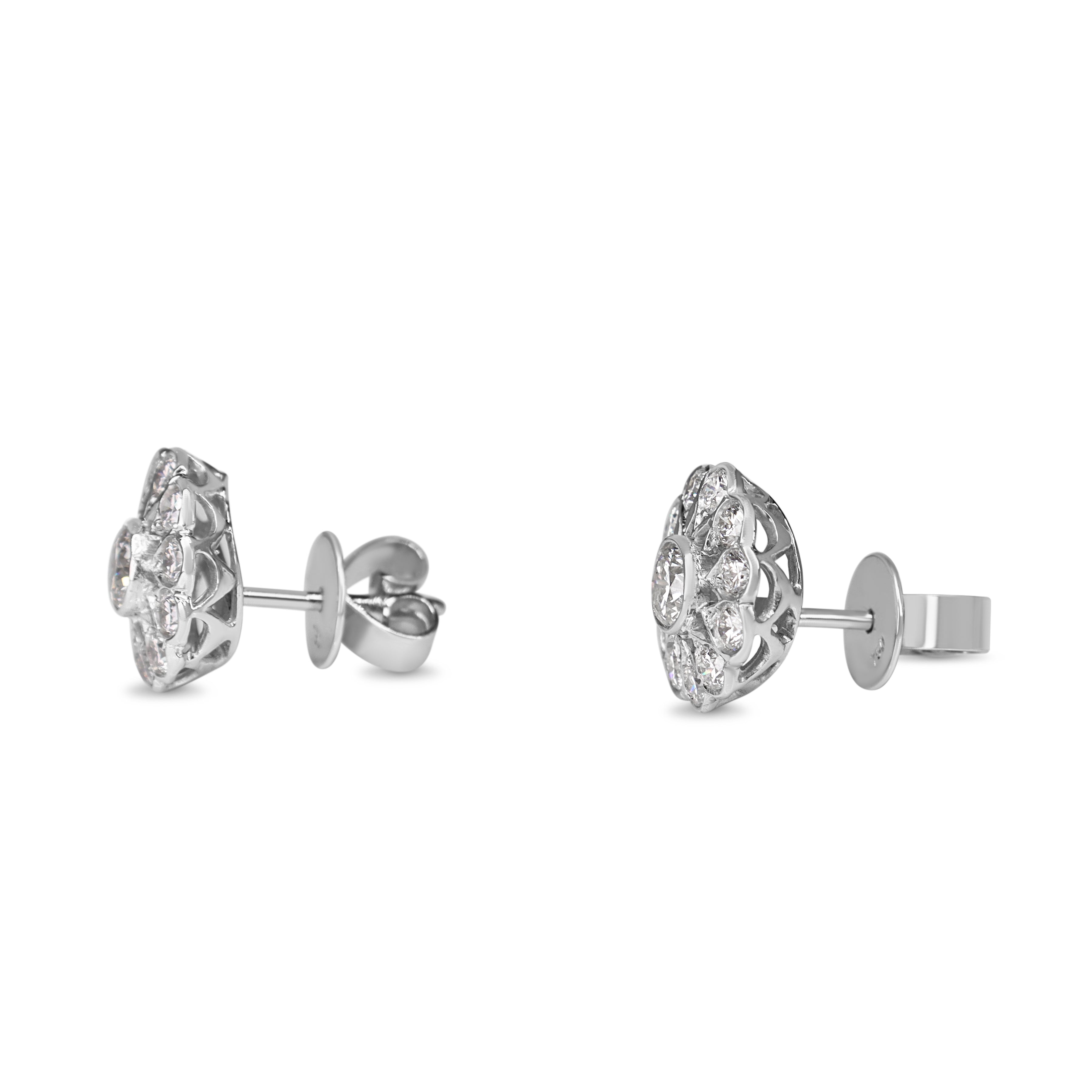 18ct White Gold Art Deco Style Diamond Stud Earrings