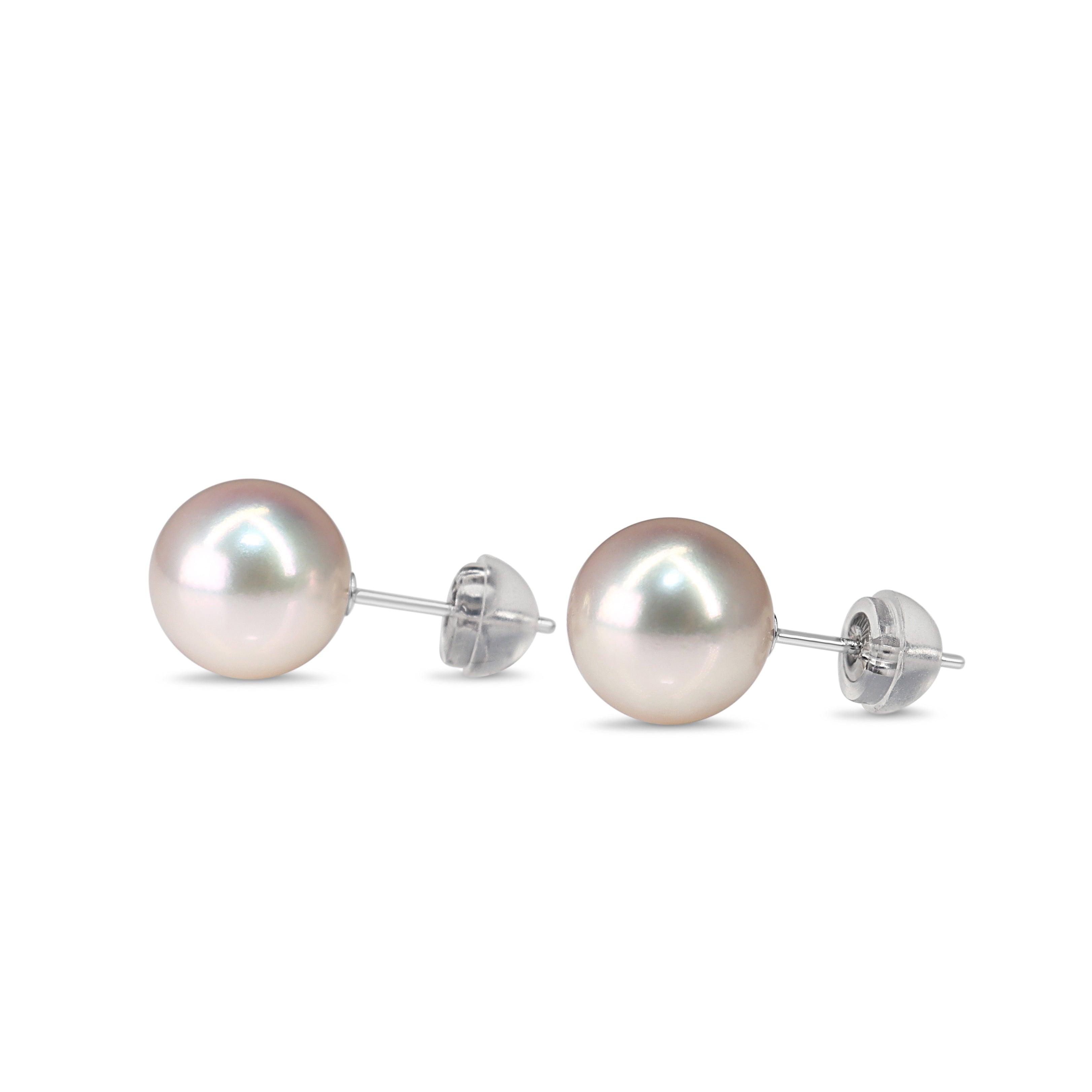 14ct White Gold 8.7mm Akoya Pearl Stud Earrings