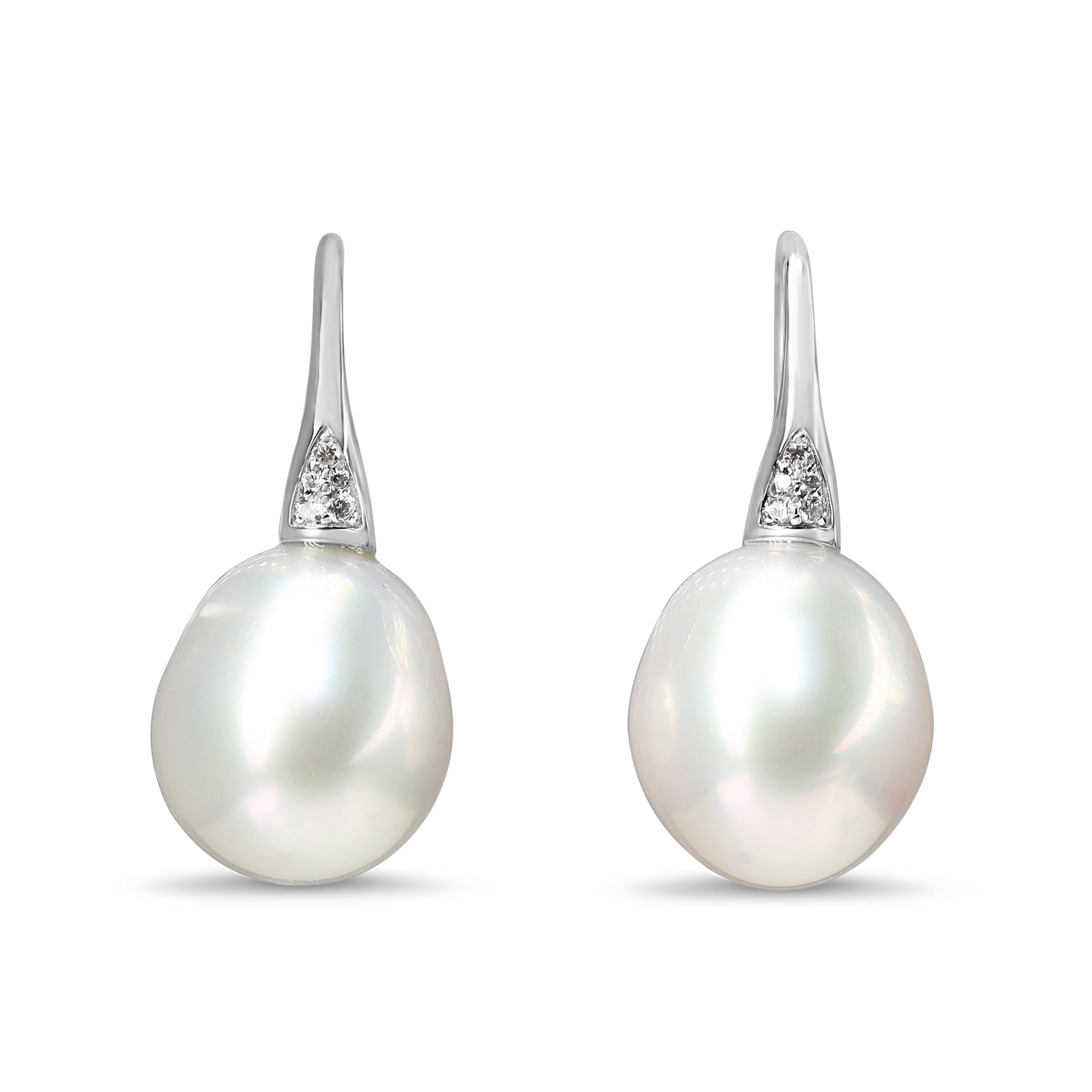 18ct White Gold 12mm South Sea Pearl and Diamond Earrings