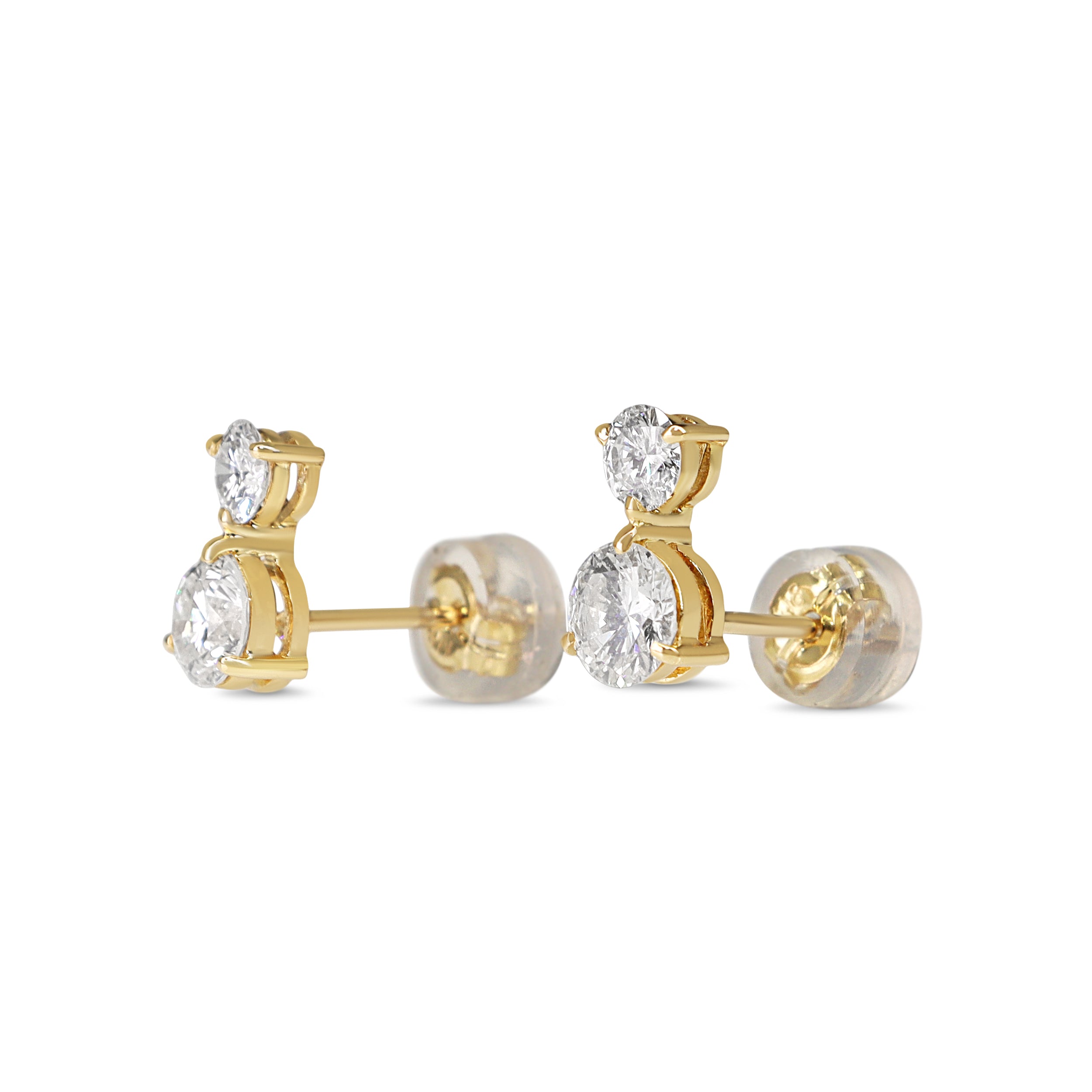 18ct Yellow Gold Double Diamond Drop Earrings