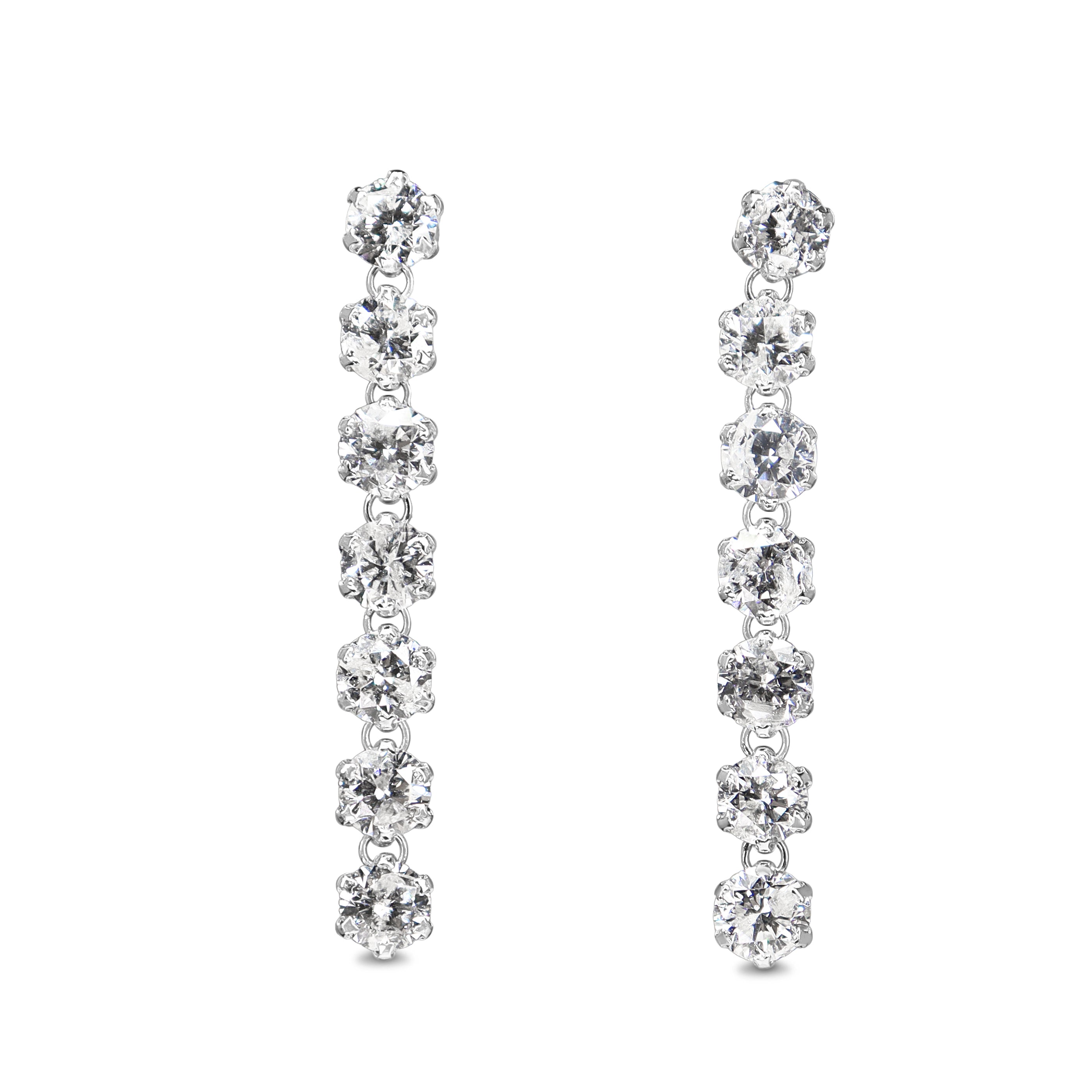 18ct White Gold 2.15ct Diamond Dangle Drop Earrings
