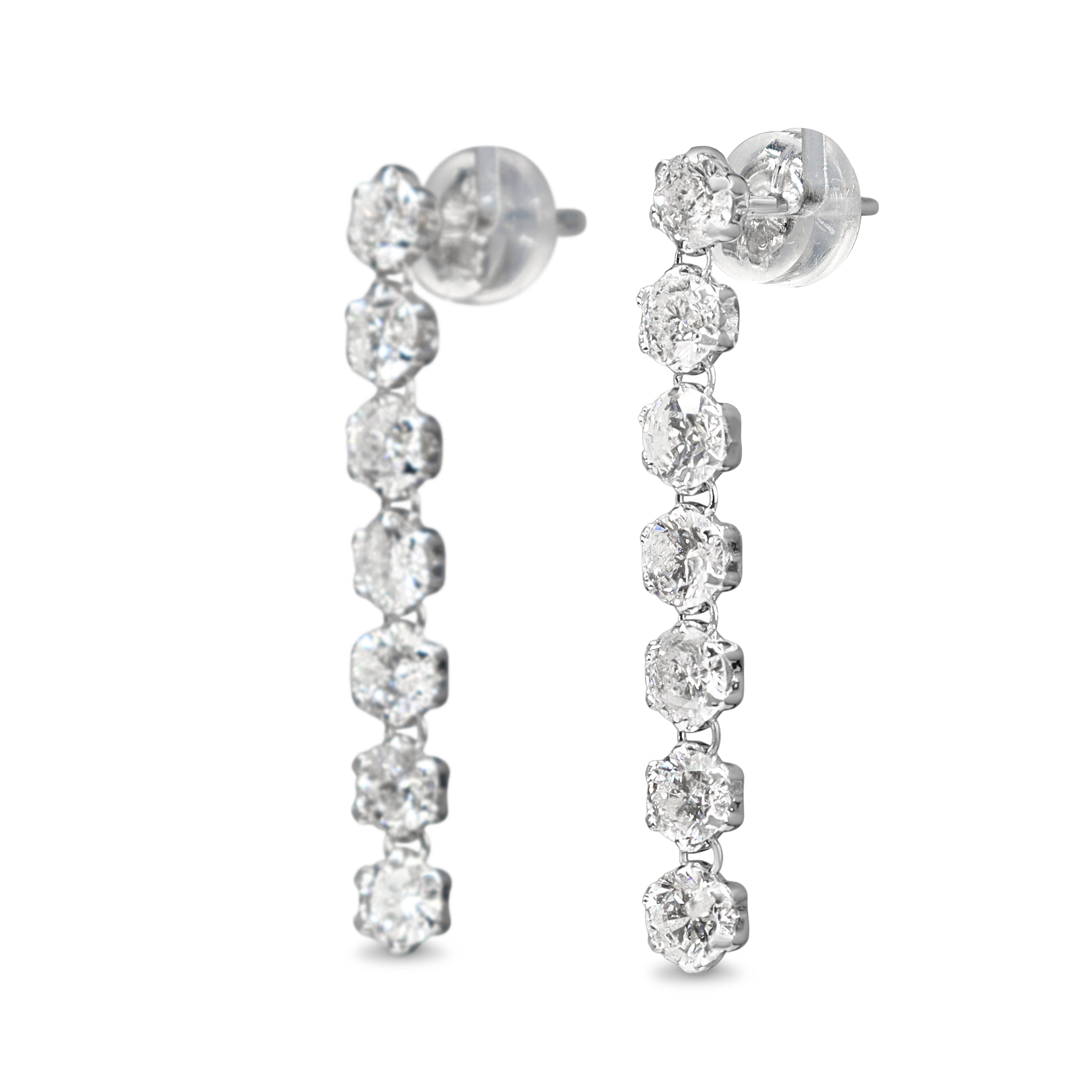 18ct White Gold 2.15ct Diamond Dangle Drop Earrings