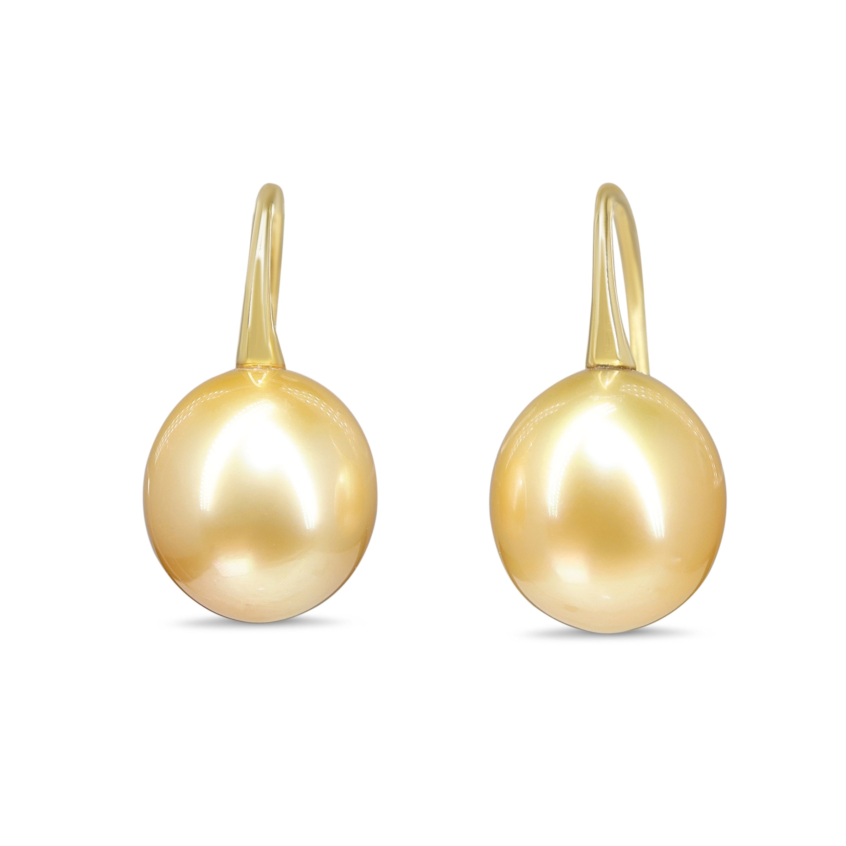 18ct Yellow Gold 12.5mm Golden South Sea Pearl Earrings