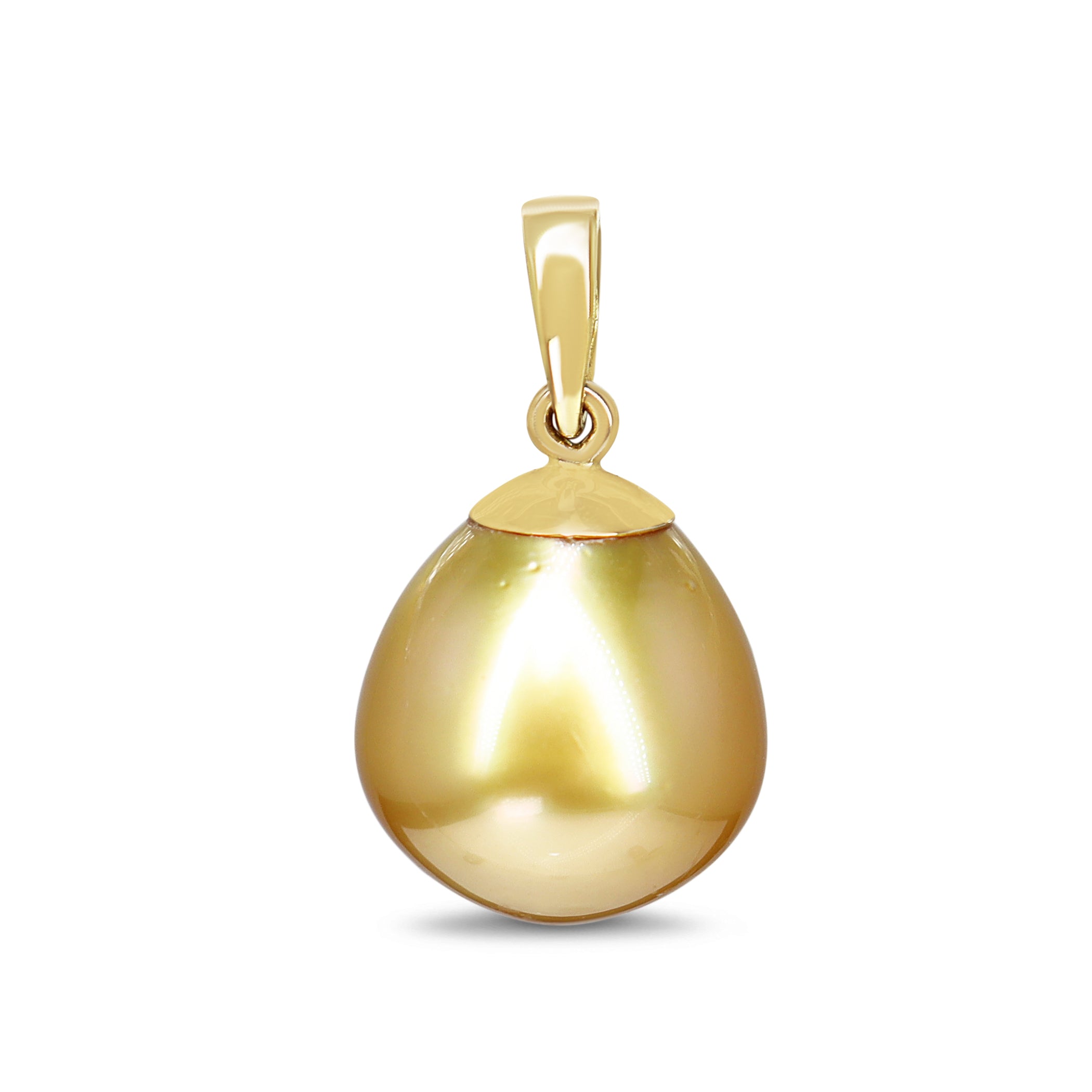 18ct Yellow Gold 12mm Golden South Sea Pearl Pendant