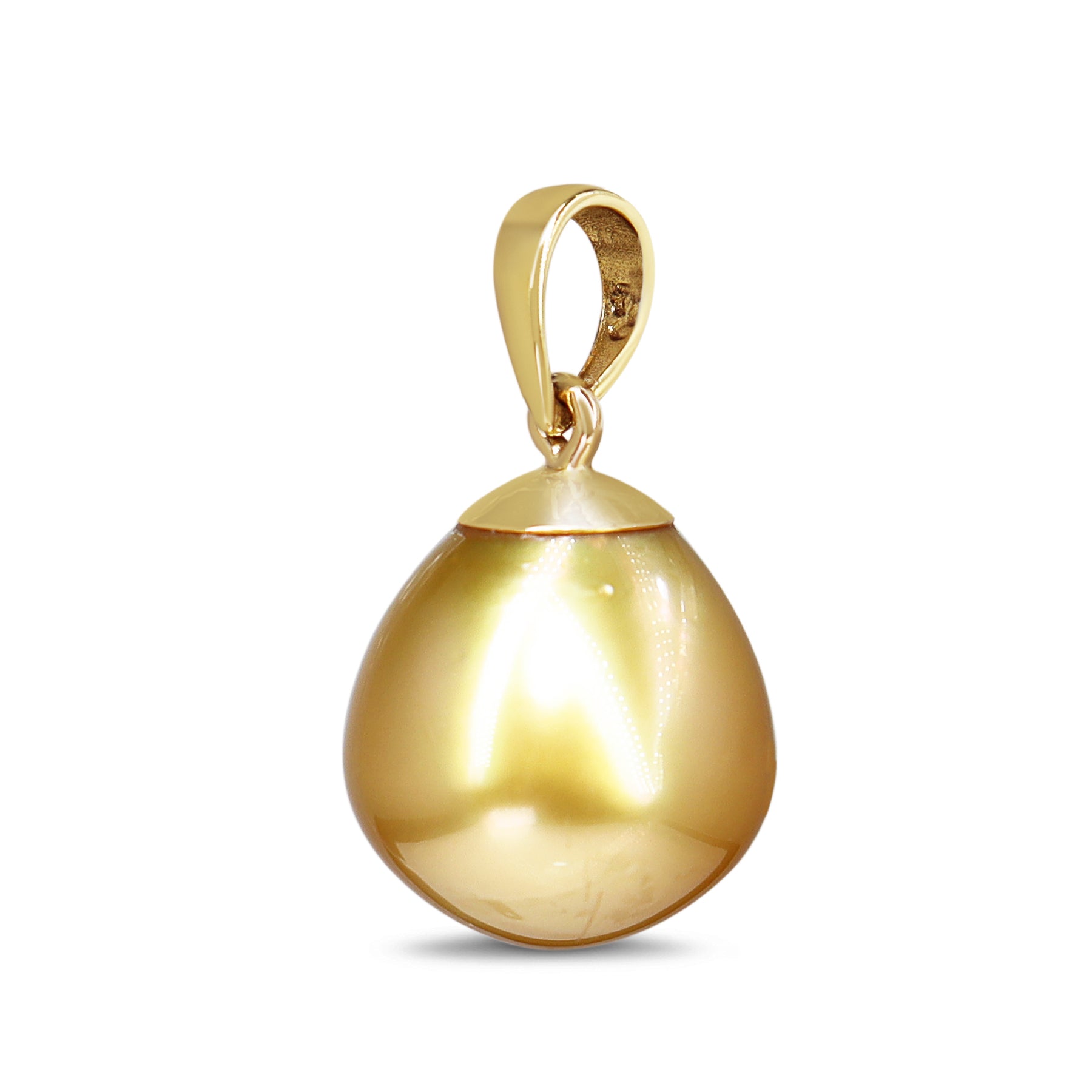 18ct Yellow Gold 12mm Golden South Sea Pearl Pendant