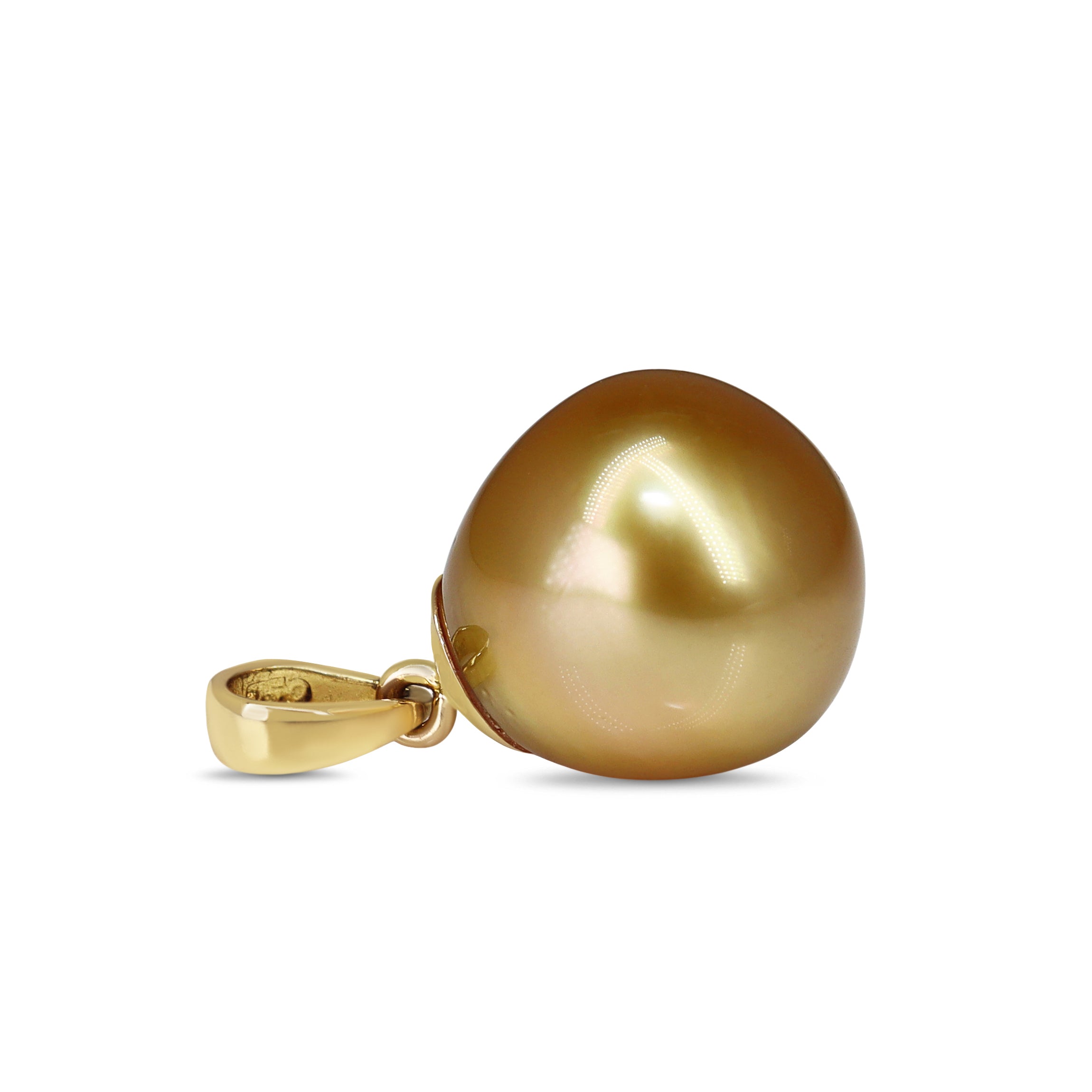 18ct Yellow Gold 12mm Golden South Sea Pearl Pendant