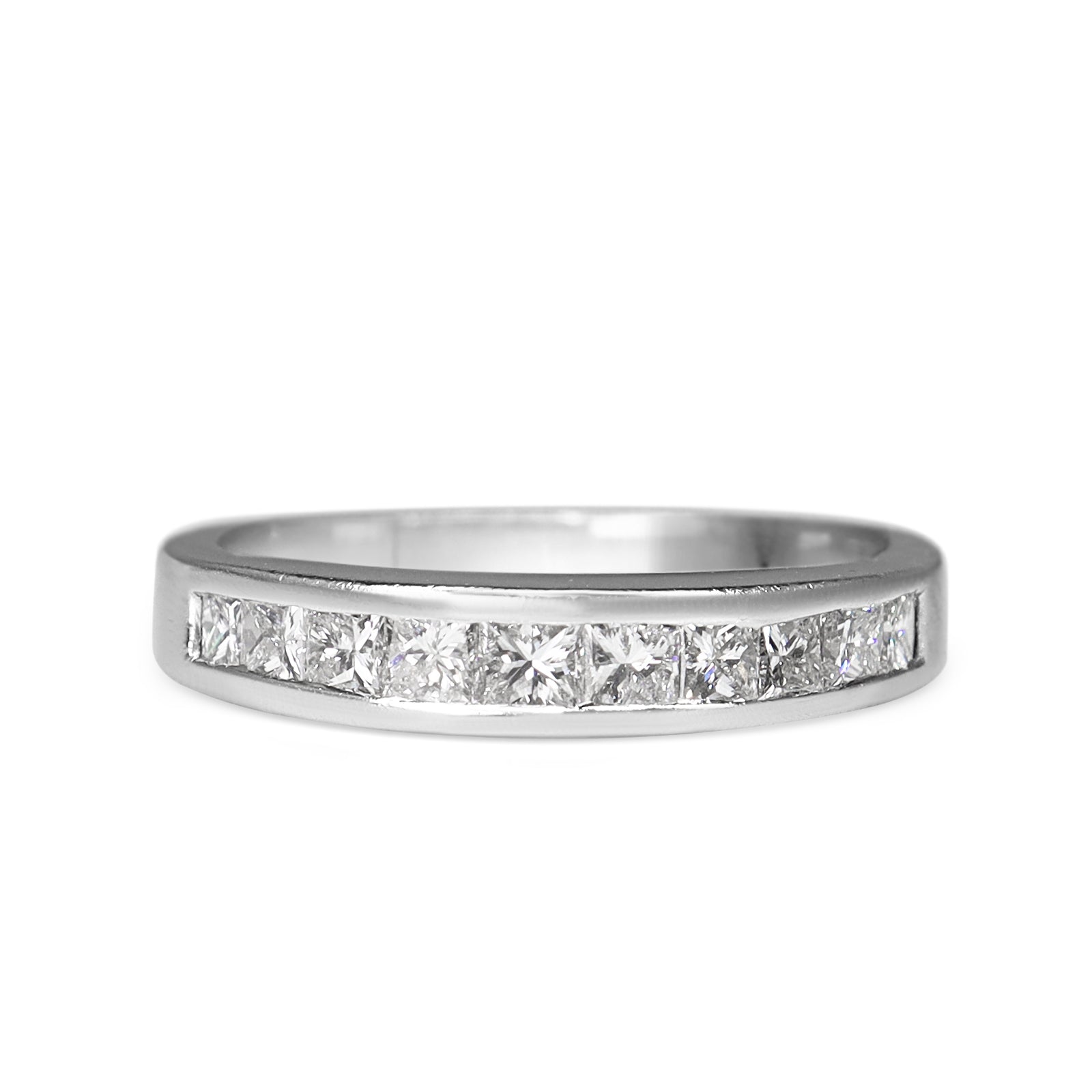 Platinum Princess Cut Channel Set Diamond Band Ring