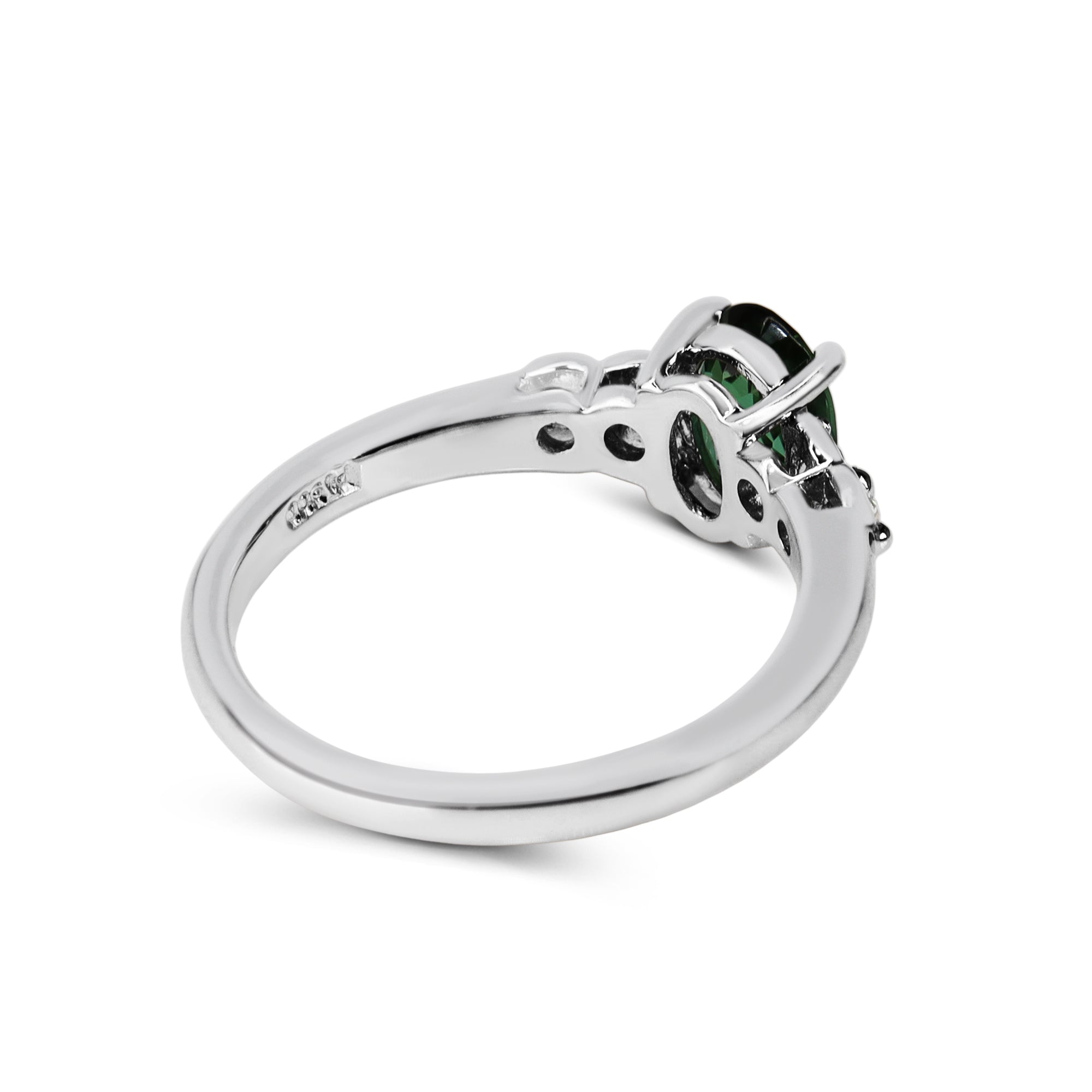 Platinum Green Tourmaline (Verdalite) and Diamond 5 Stone Ring