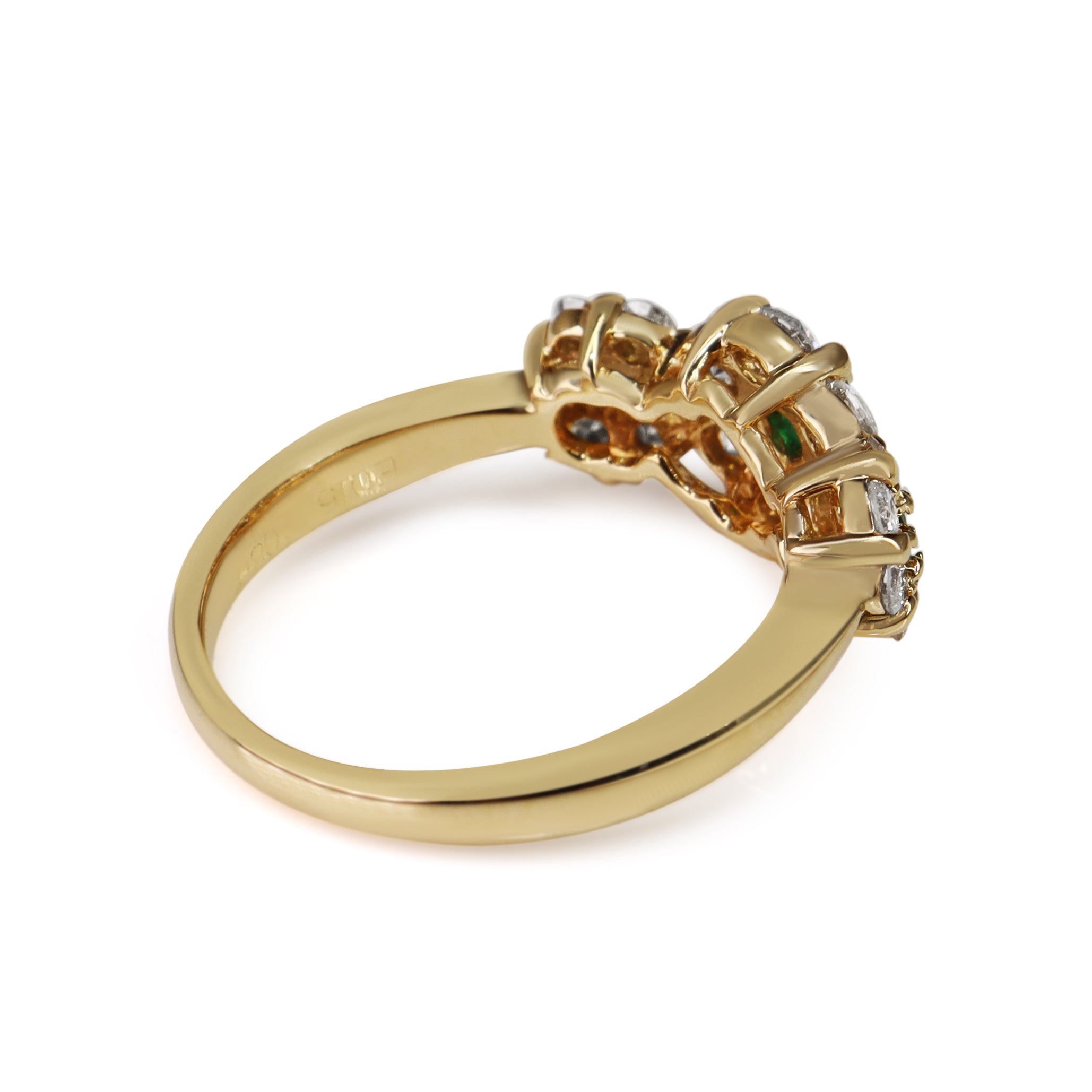 18ct Yellow Gold Emerald and Diamond Triple Daisy Style Ring