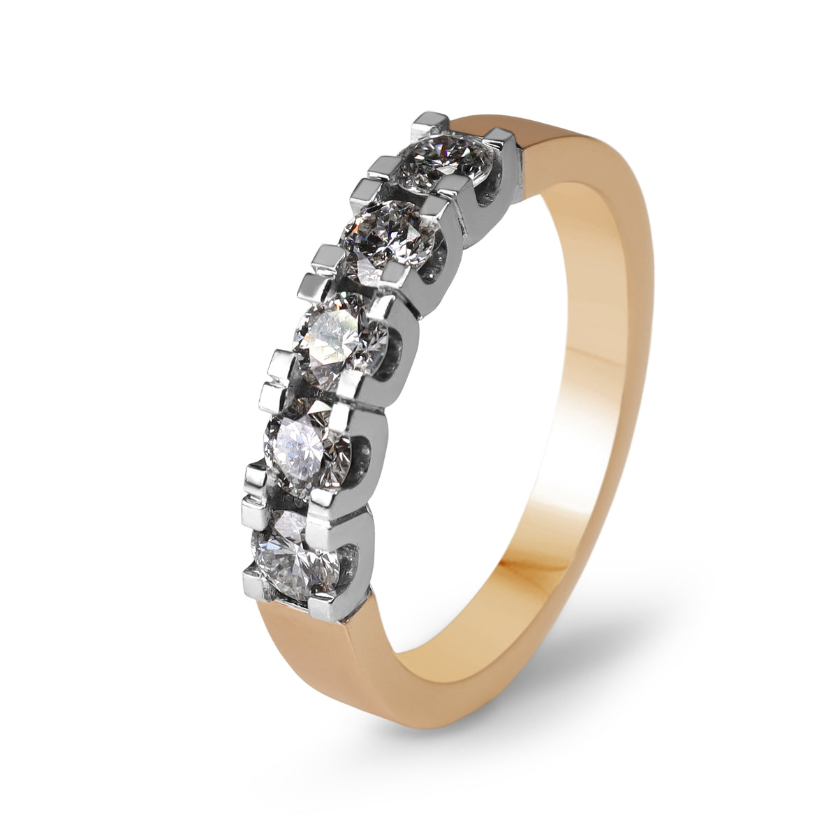 18ct Rose and White Gold 5 Stone Diamond Ring