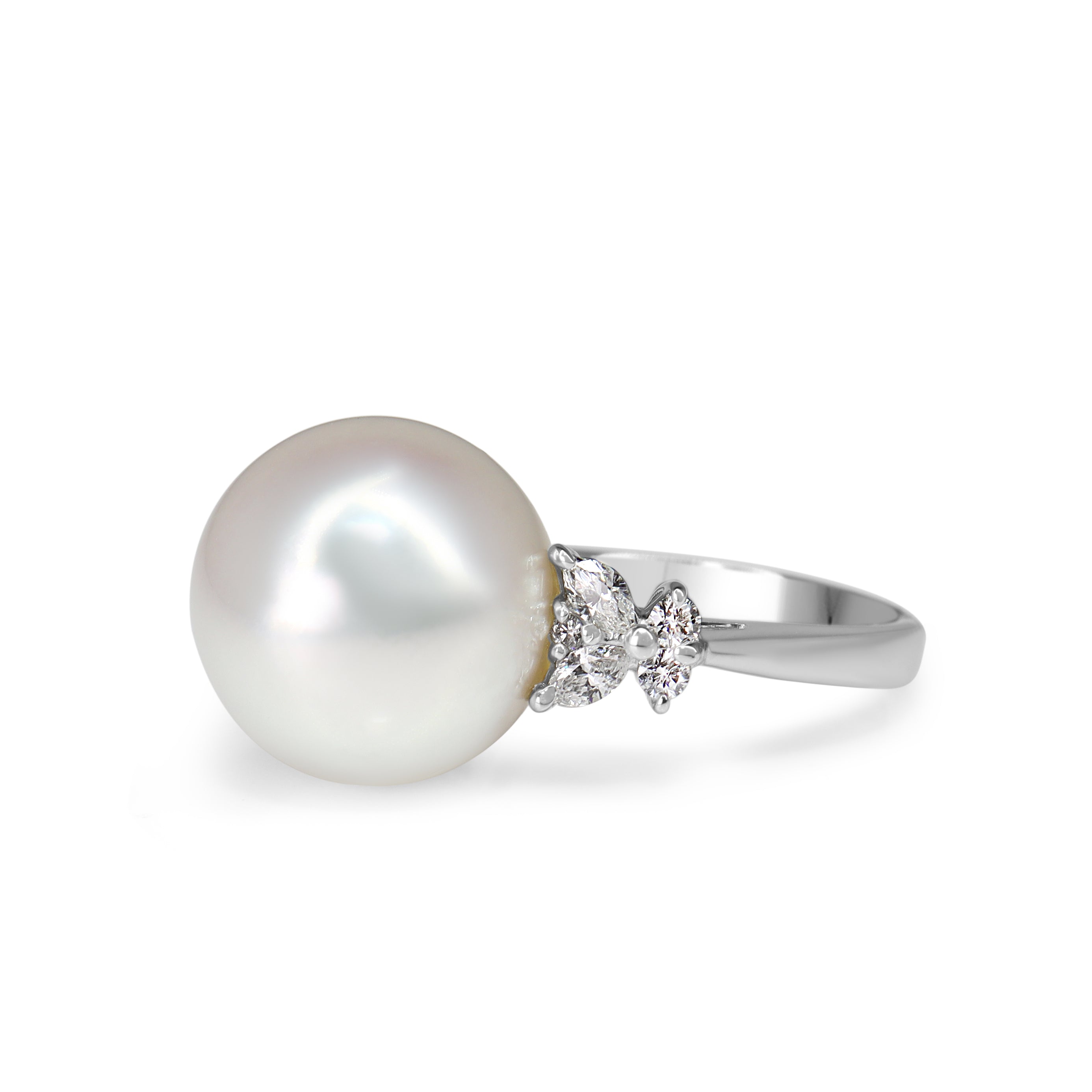 Platinum 14mm South Sea Pearl and Diamond Ring