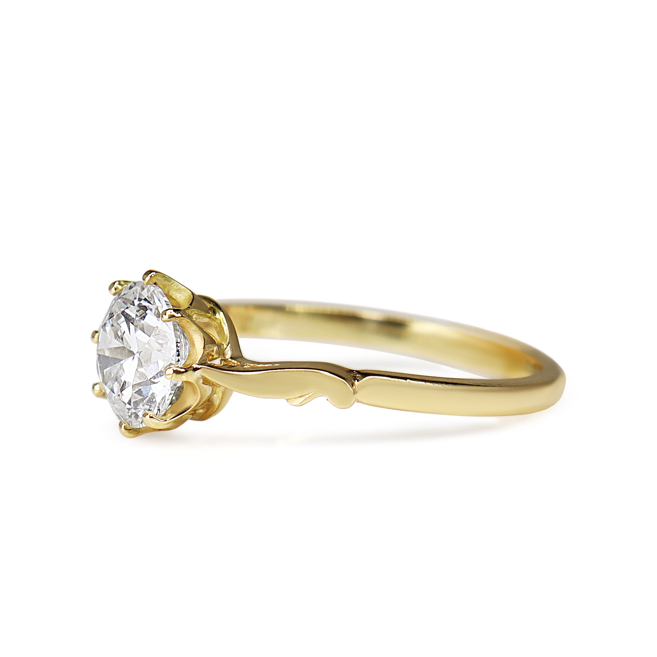 18ct Yellow Gold 1.25ct Vintage Style Lab Grown Diamond Solitaire Ring
