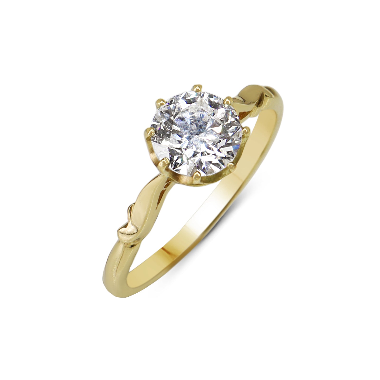18ct Yellow Gold 1.25ct Vintage Style Lab Grown Diamond Solitaire Ring