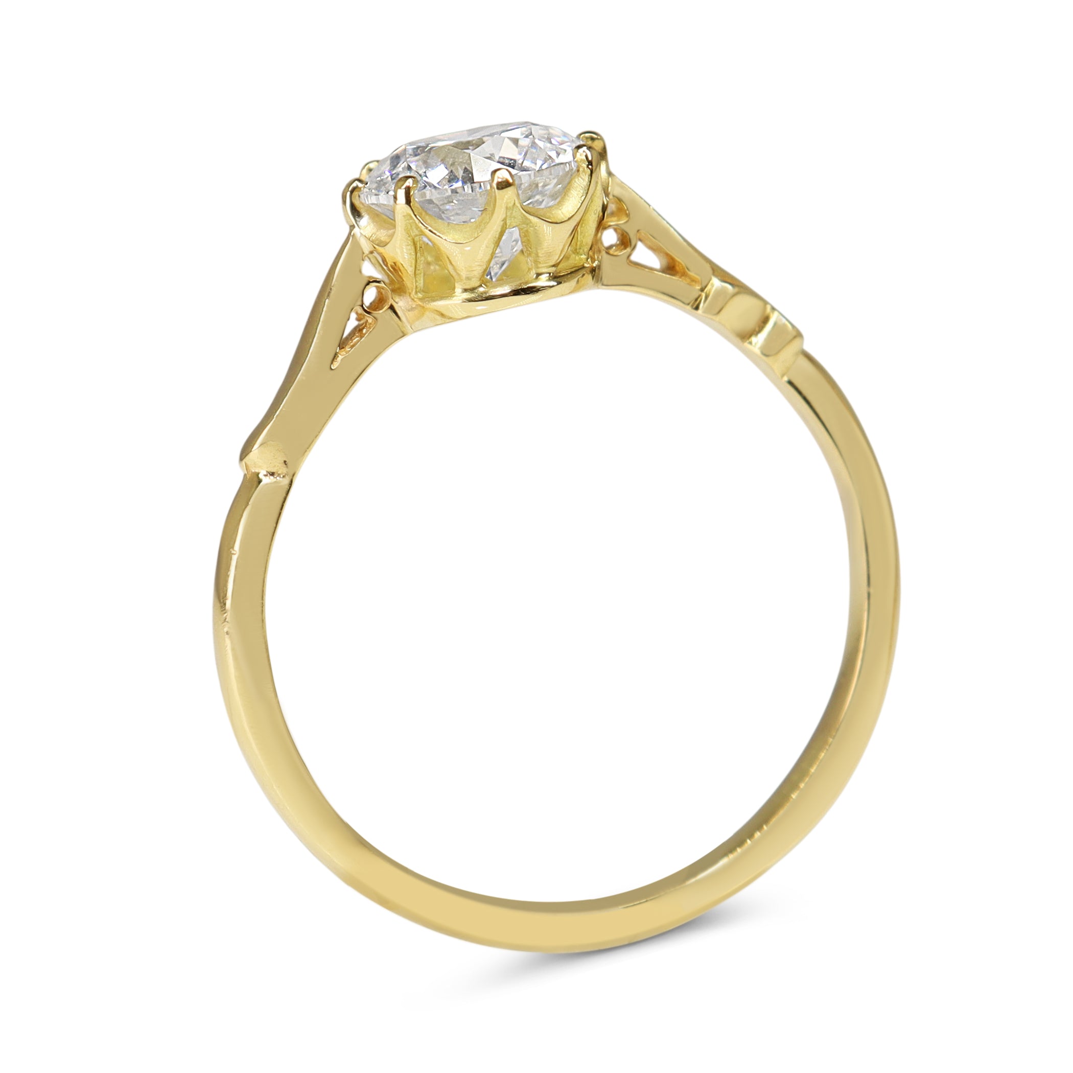 18ct Yellow Gold 1.25ct Vintage Style Lab Grown Diamond Solitaire Ring