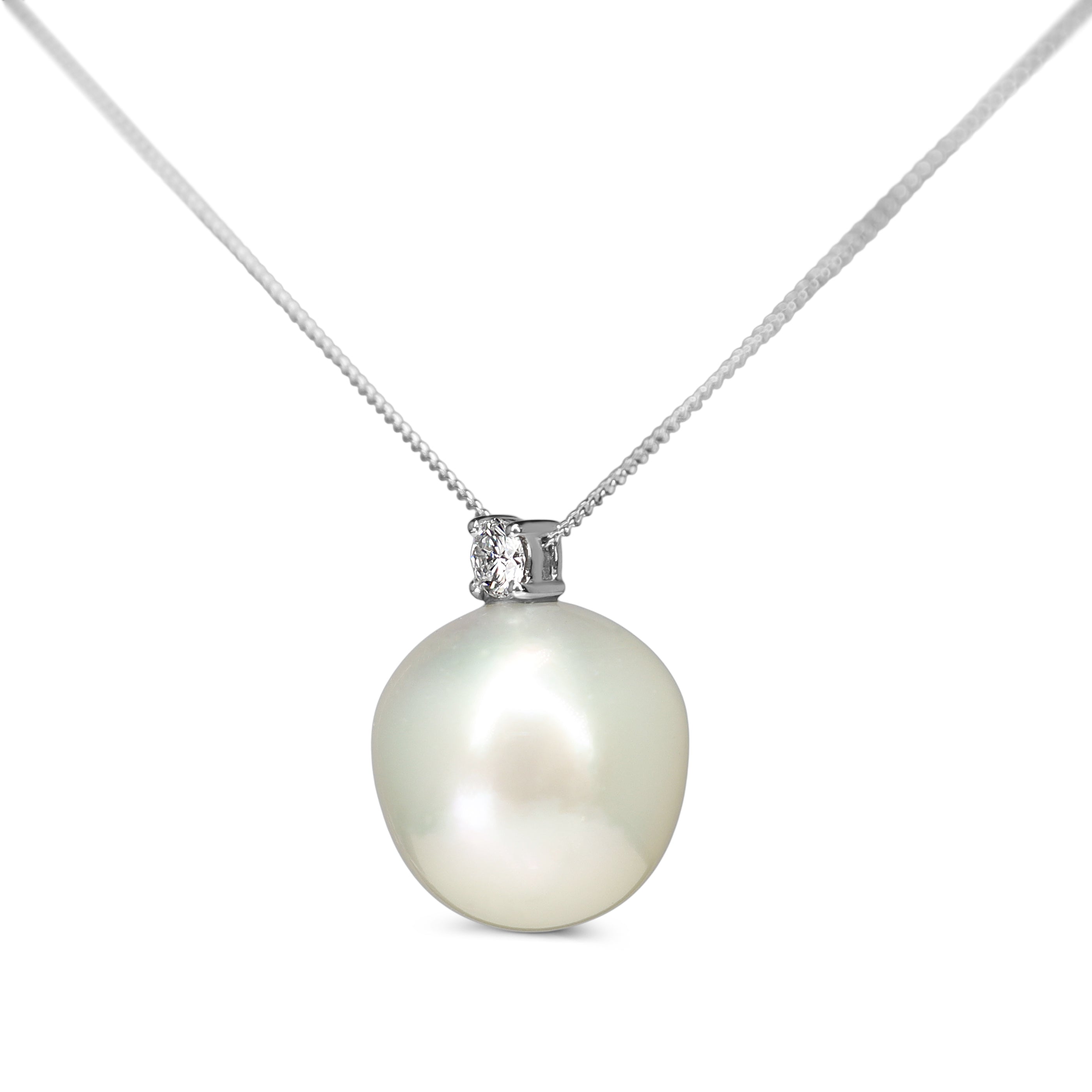 Platinum 13mm South Sea Pearl and Diamond Necklace