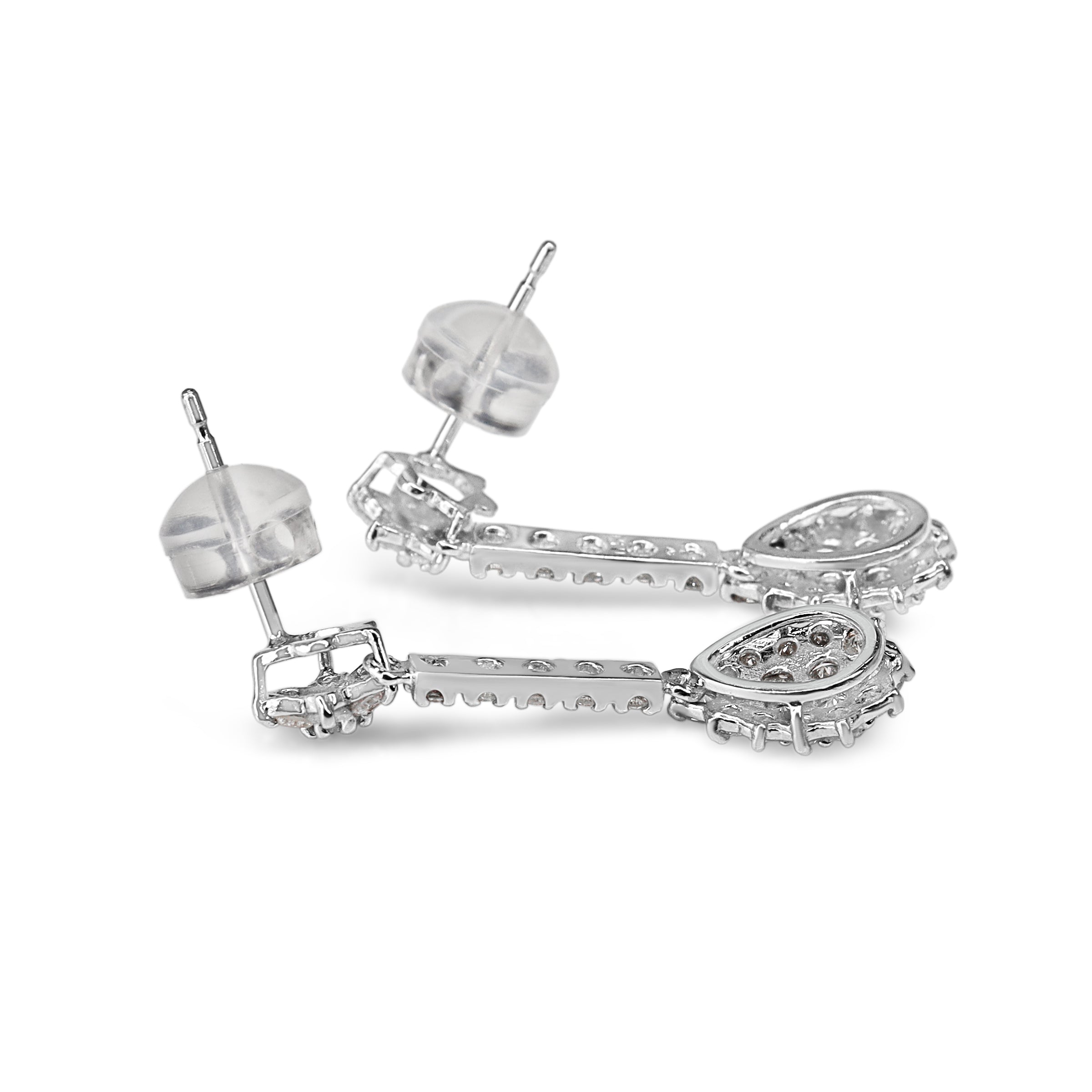 Platinum Diamond Tear Drop Cluster Earrings