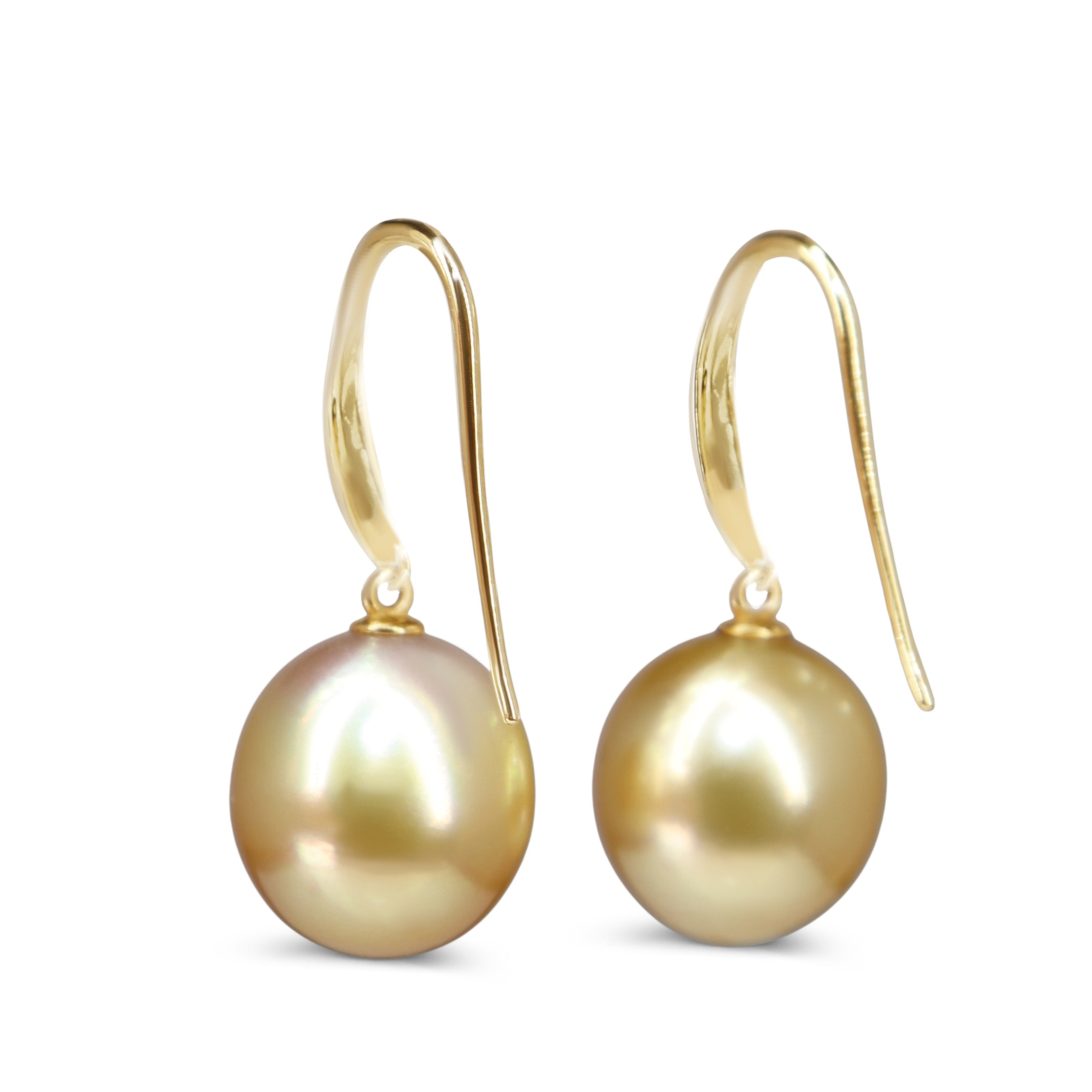 9ct Yellow Gold 12.5mm Golden South Sea Pearl Drop Earrings
