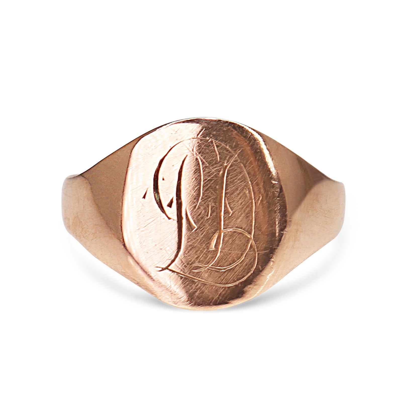 9ct Rose Gold Vintage Engraved Signet Ring