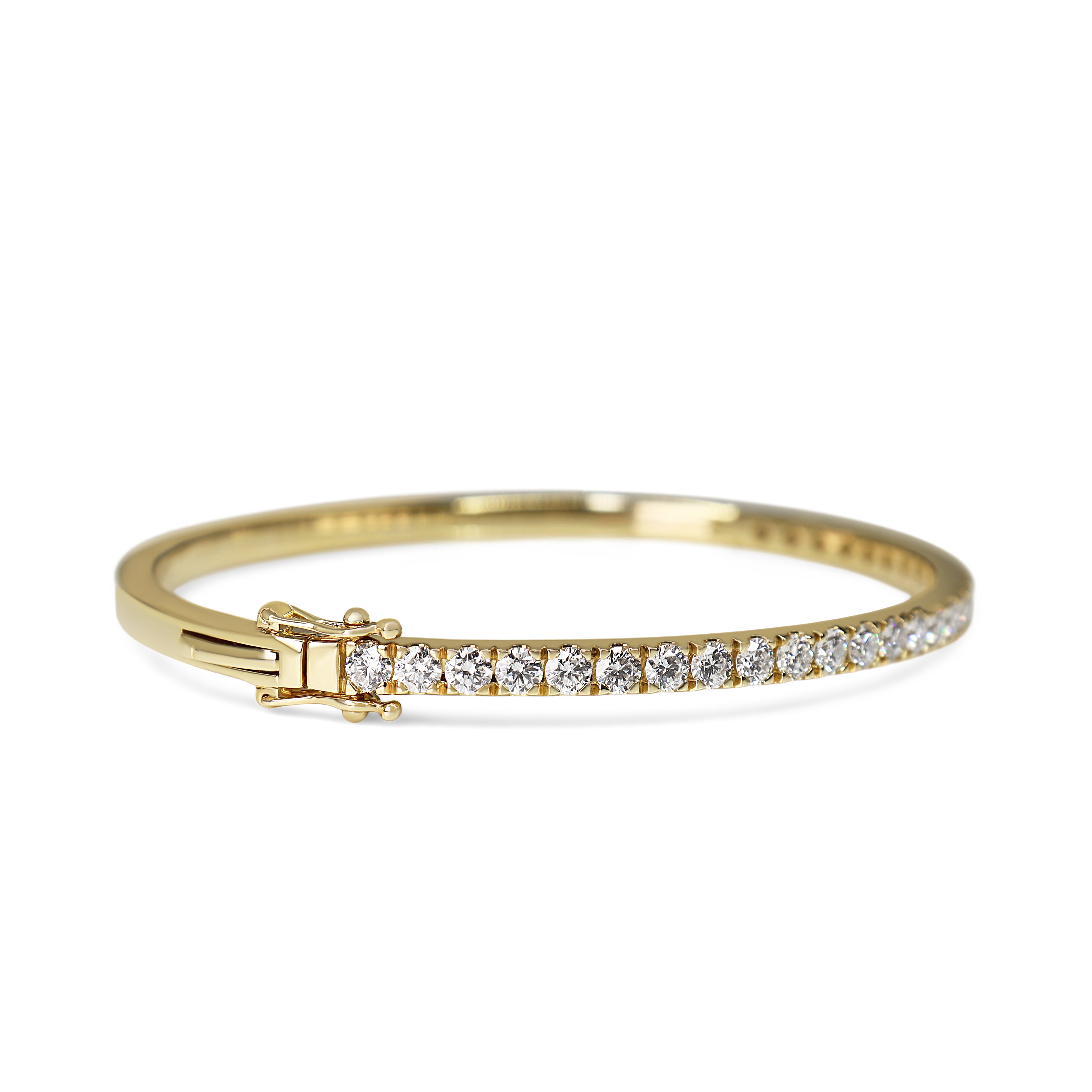 9ct Yellow Gold 2.60ct Diamond Hinged Bangle