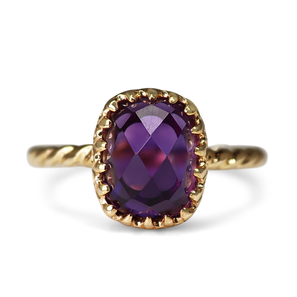 18ct Yellow Gold Amethyst Vintage Style Ring