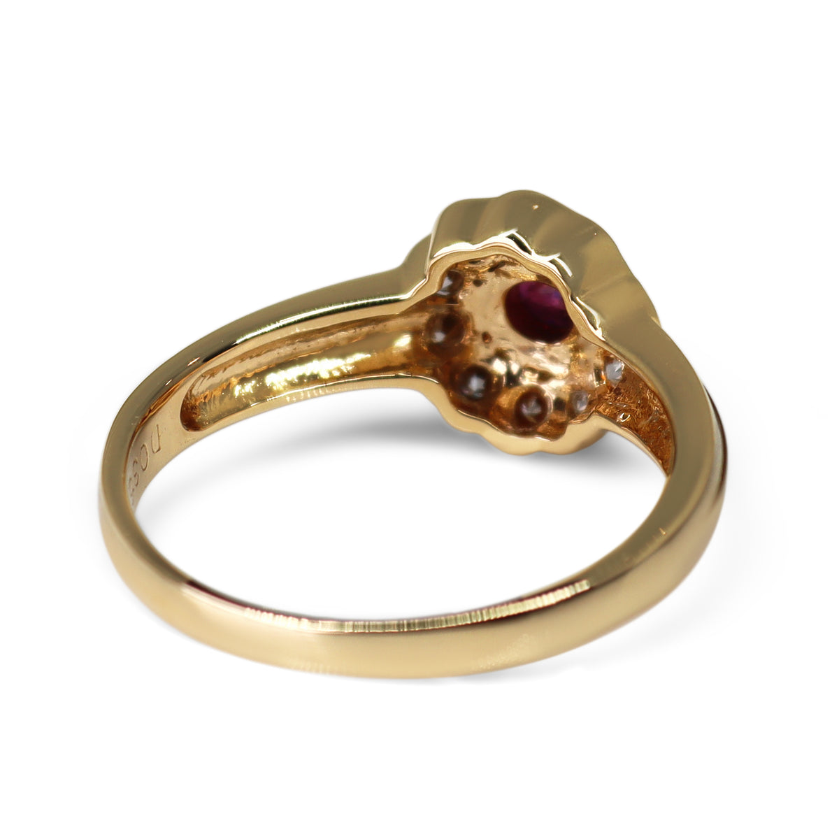 18ct Yellow Gold Ruby and Diamond Daisy Ring