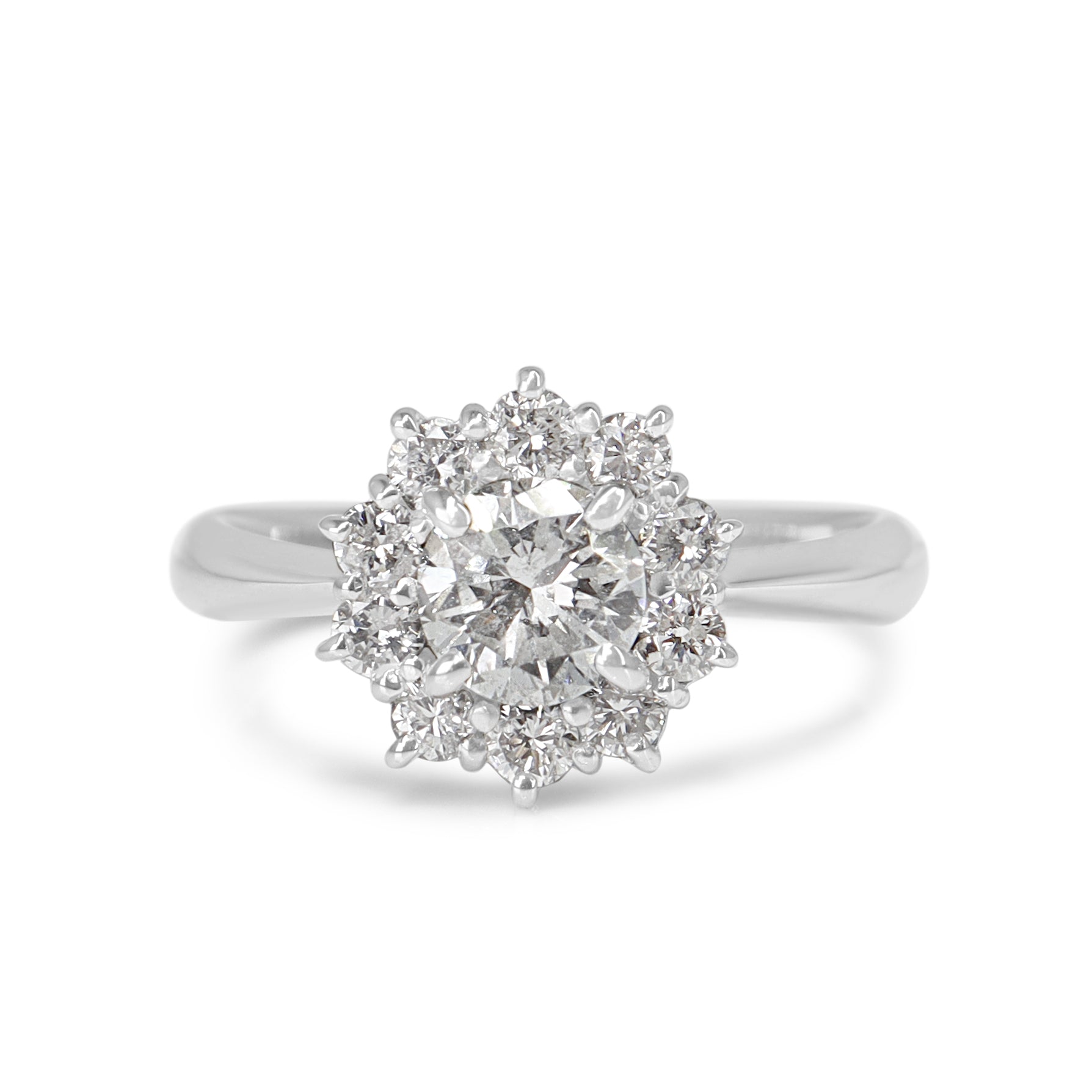 Platinum Diamond Halo Cluster Ring