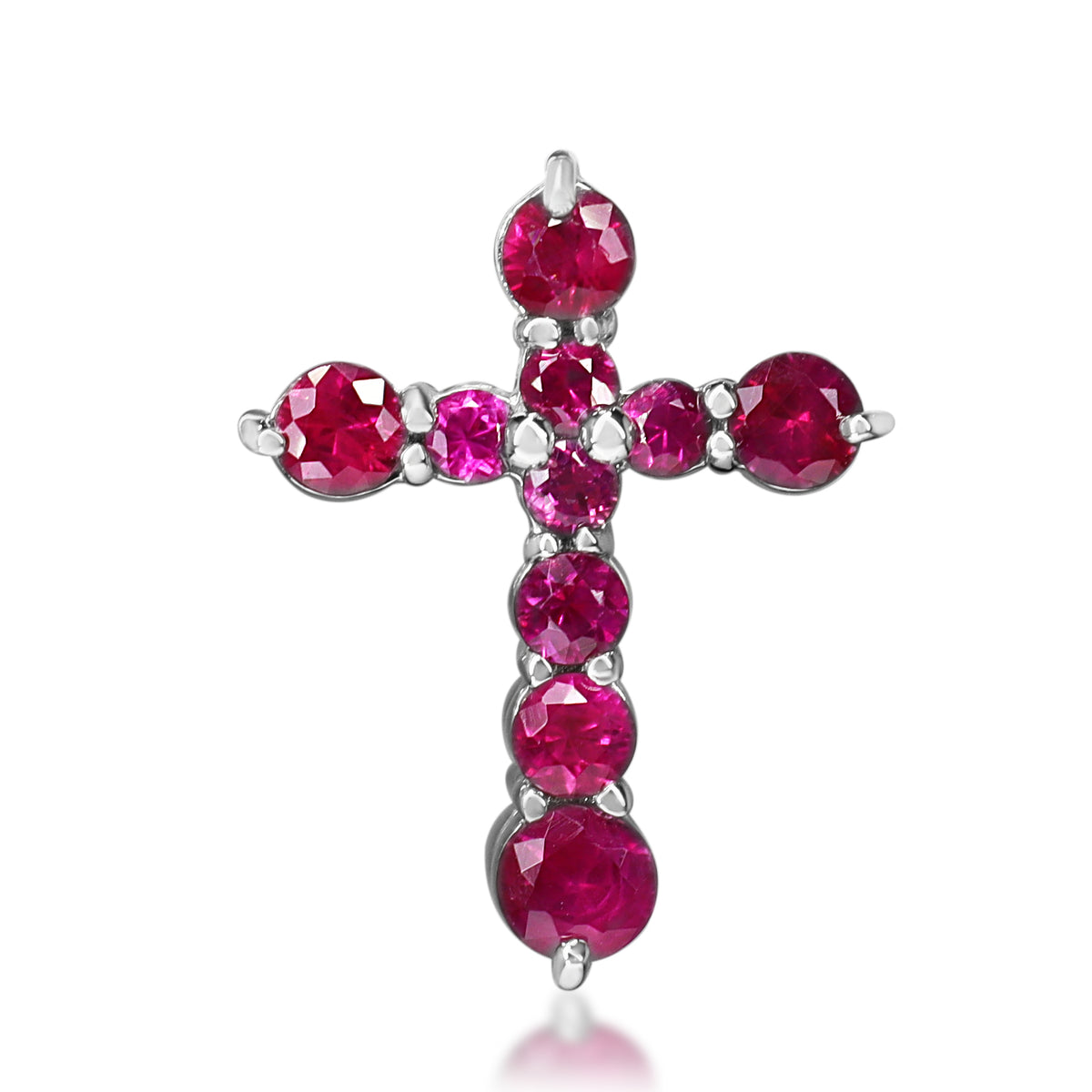 18ct White Gold Ruby and Diamond Reversible Cross Pendant
