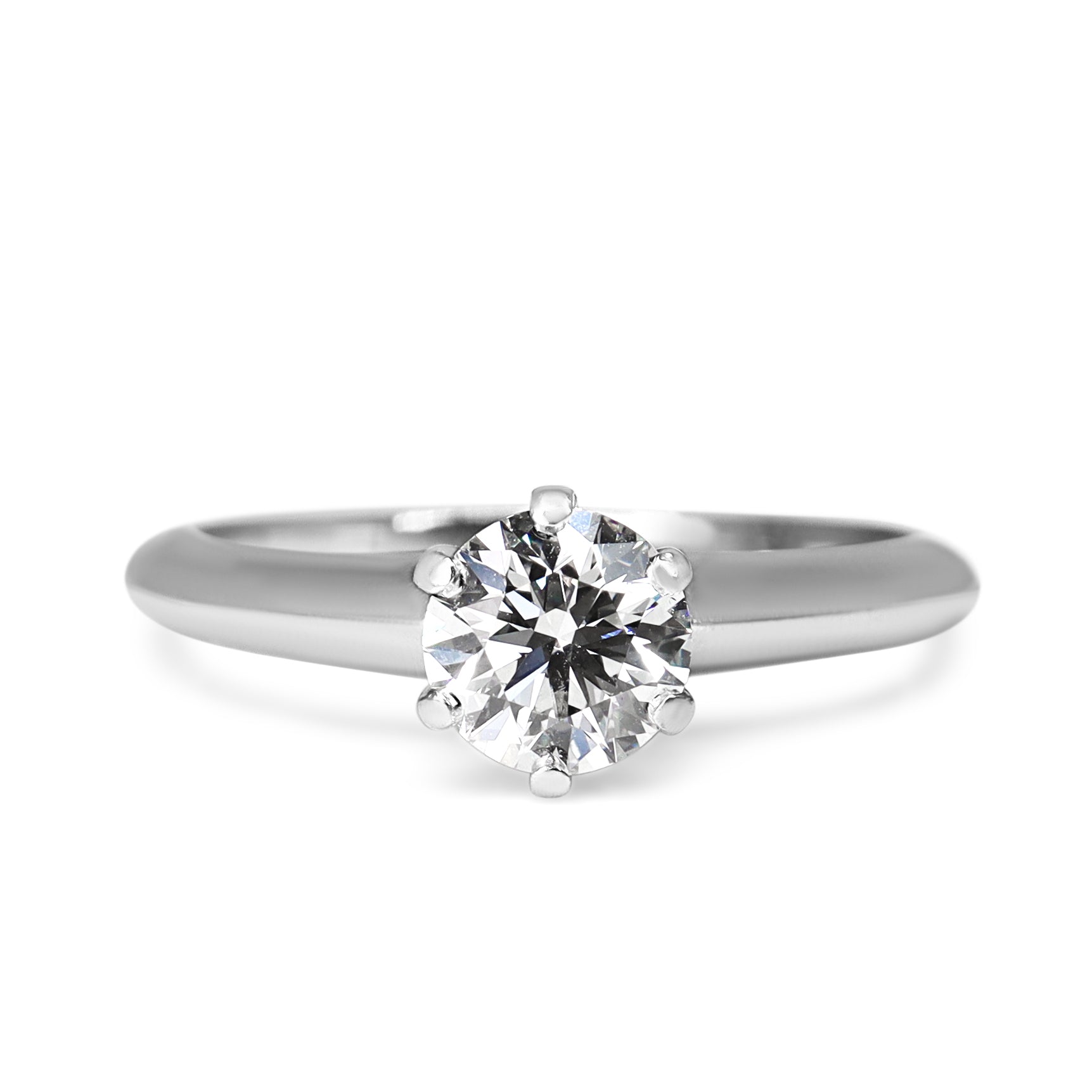 Platinum .80ct Diamond Solitaire Ring - Engraved Tiffany and Co