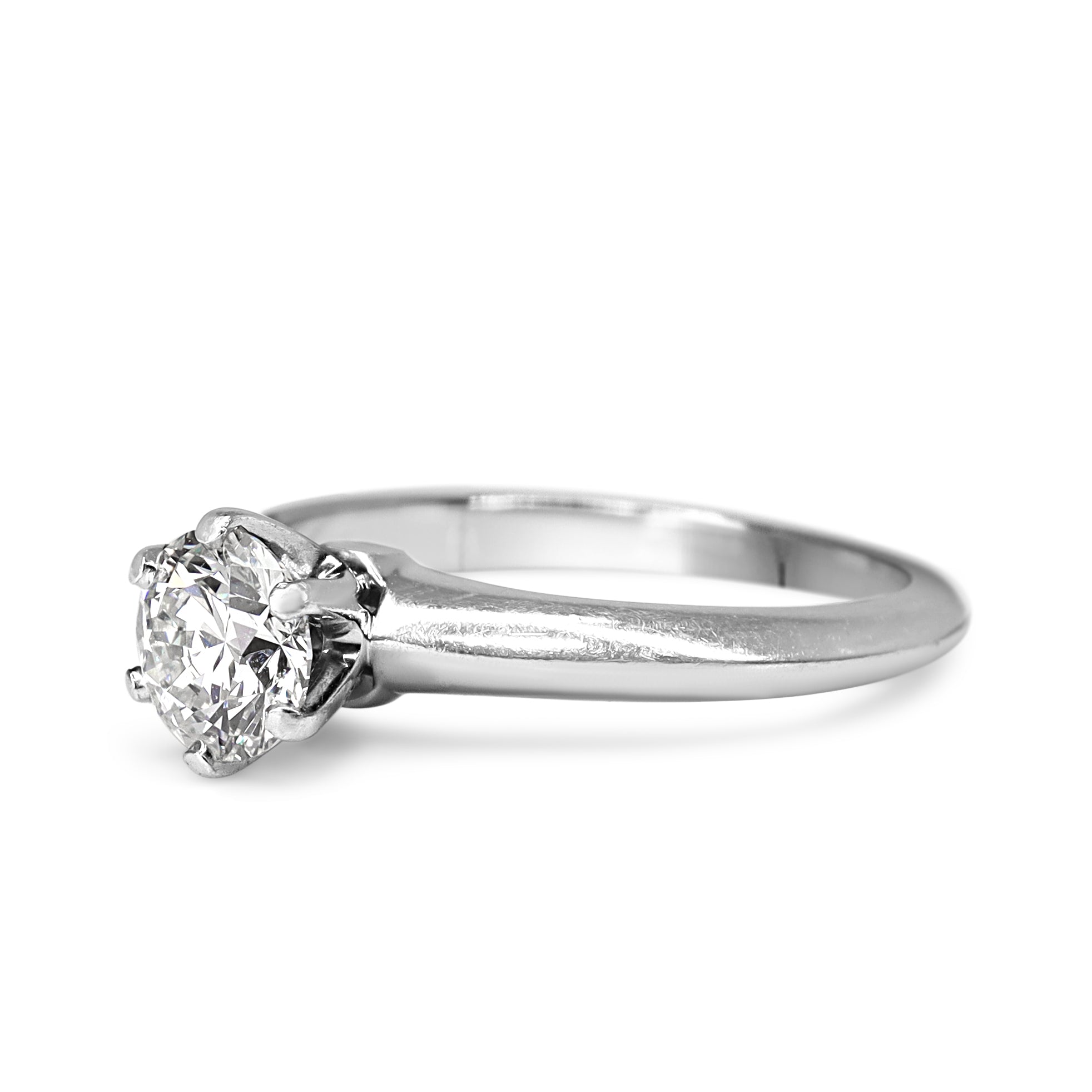 Platinum .80ct Diamond Solitaire Ring - Engraved Tiffany and Co