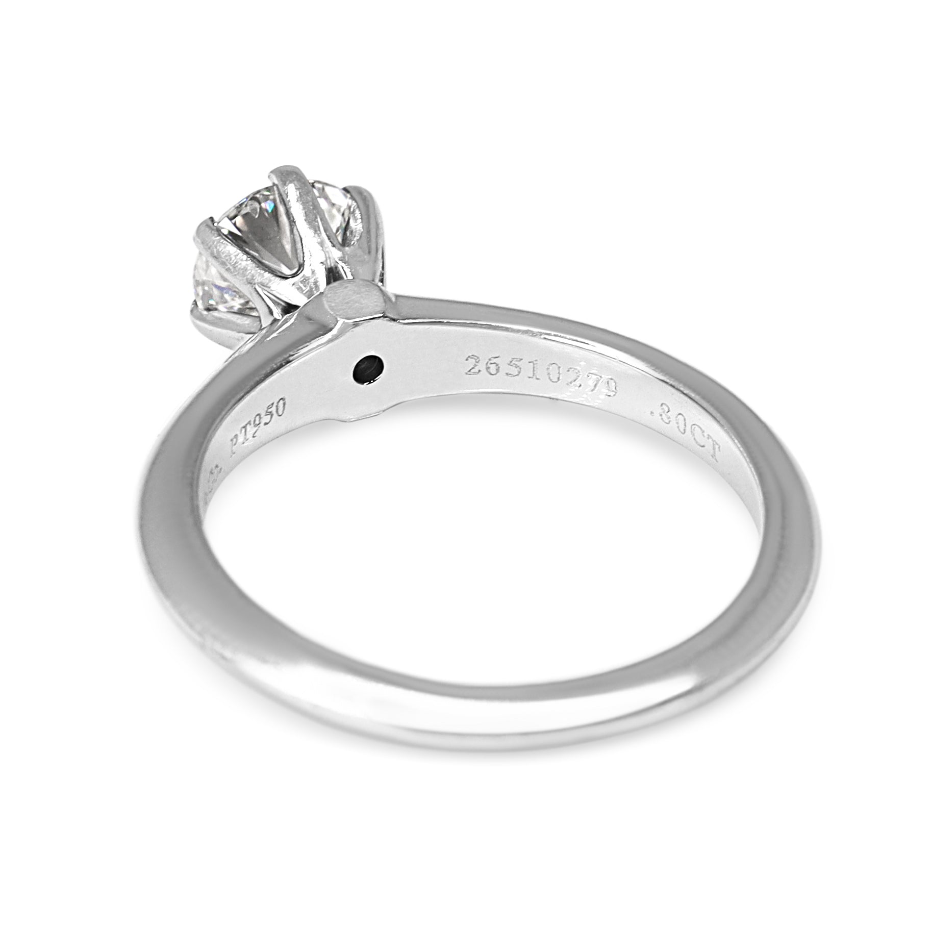 Platinum .80ct Diamond Solitaire Ring - Engraved Tiffany and Co