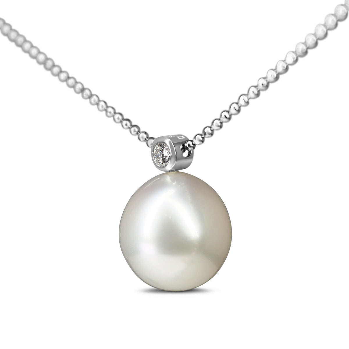 Platinum 12.5mm South Sea Pearl and Diamond Necklace