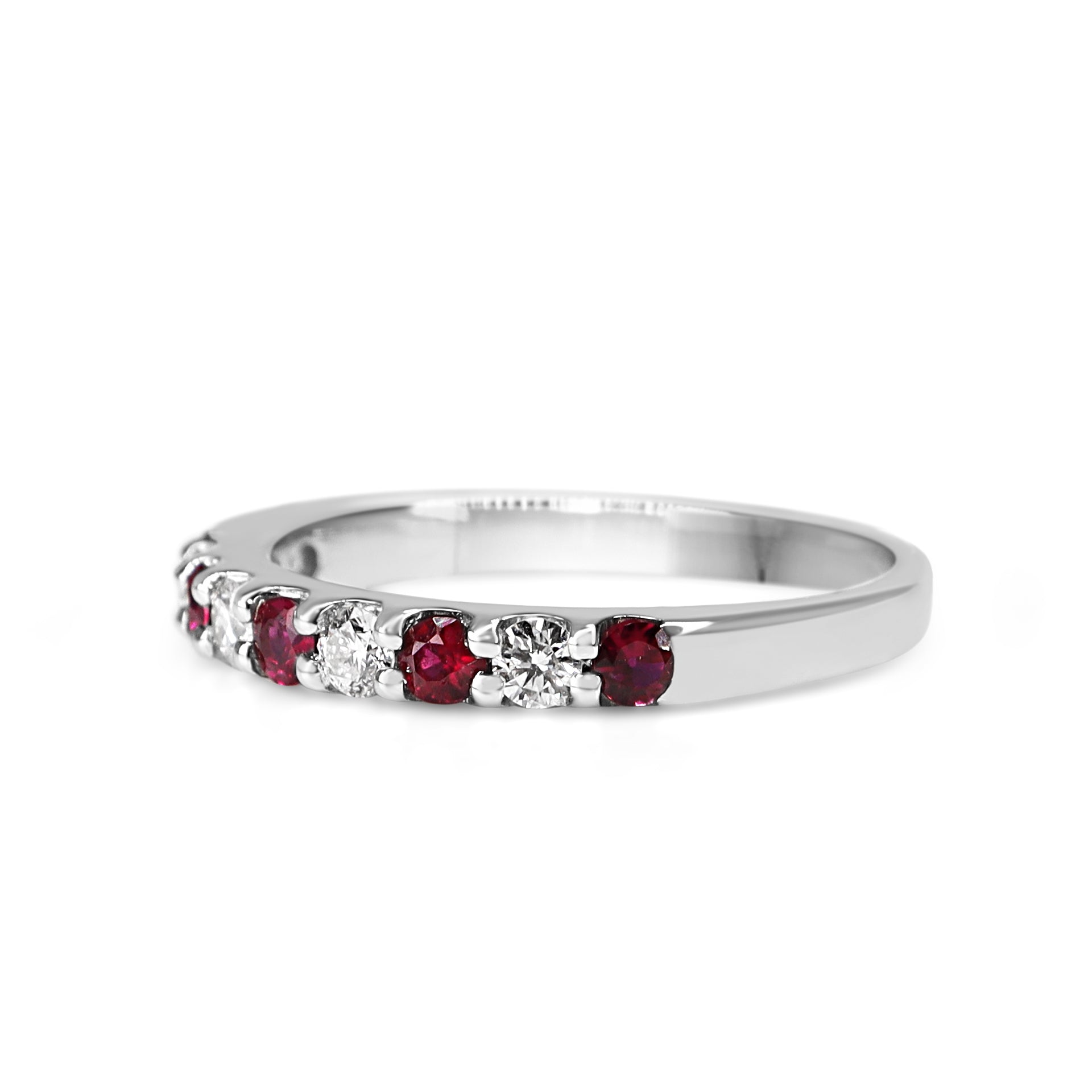 Platinum Ruby and Diamond Band Ring