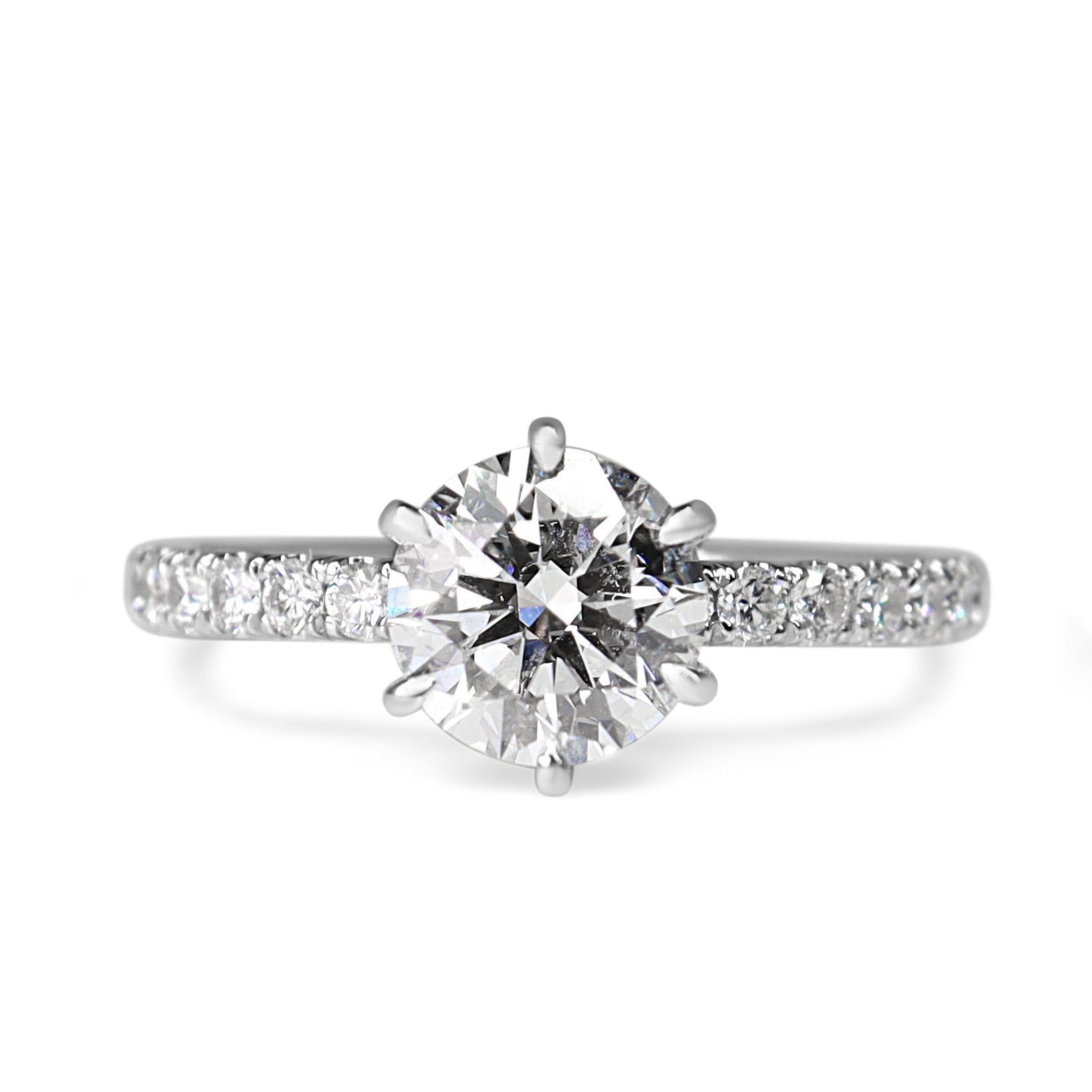 Platinum 1.10ct Diamond Solitare Ring with Diamond Band