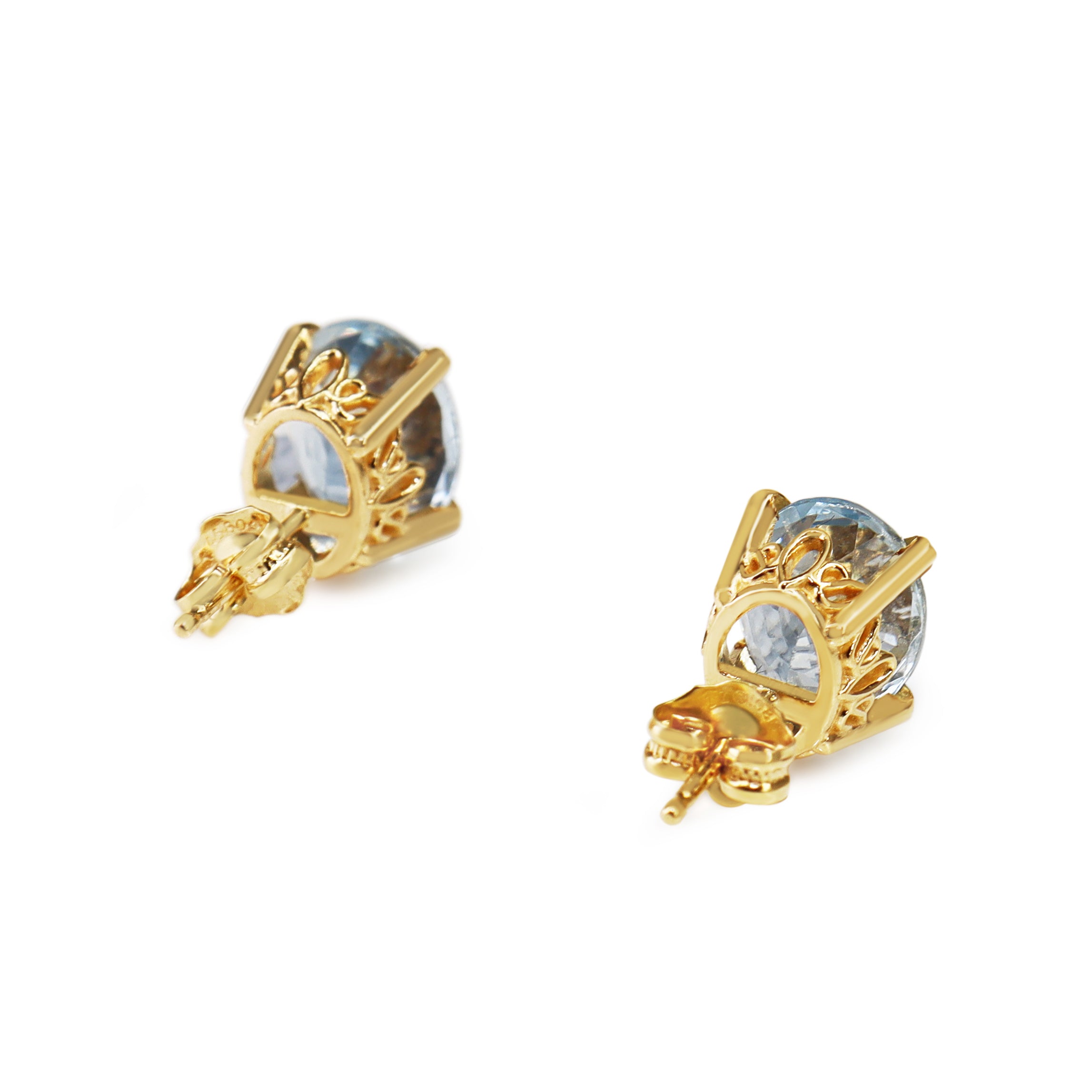 14ct Yellow Gold Aquamarine and Diamond Earrings