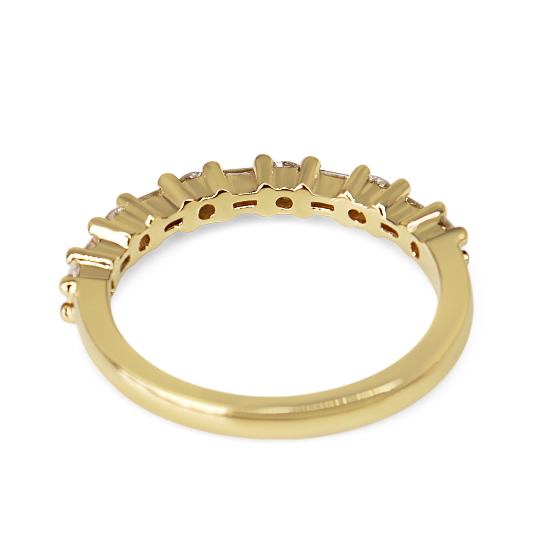 18ct Yellow Gold Baguette and Brilliant Cut Diamond Band Ring