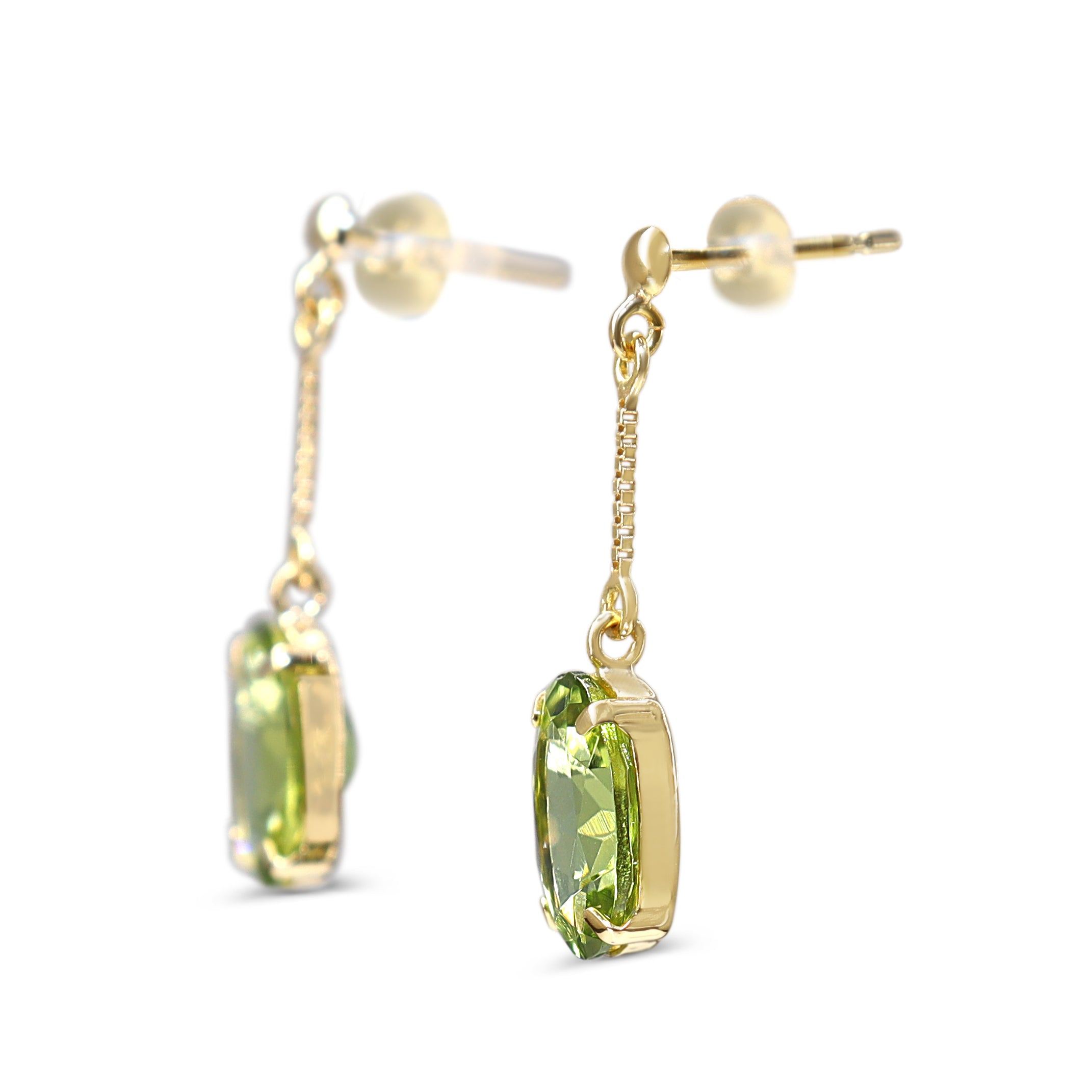 18ct Yellow Gold Peridot Drop Earrings
